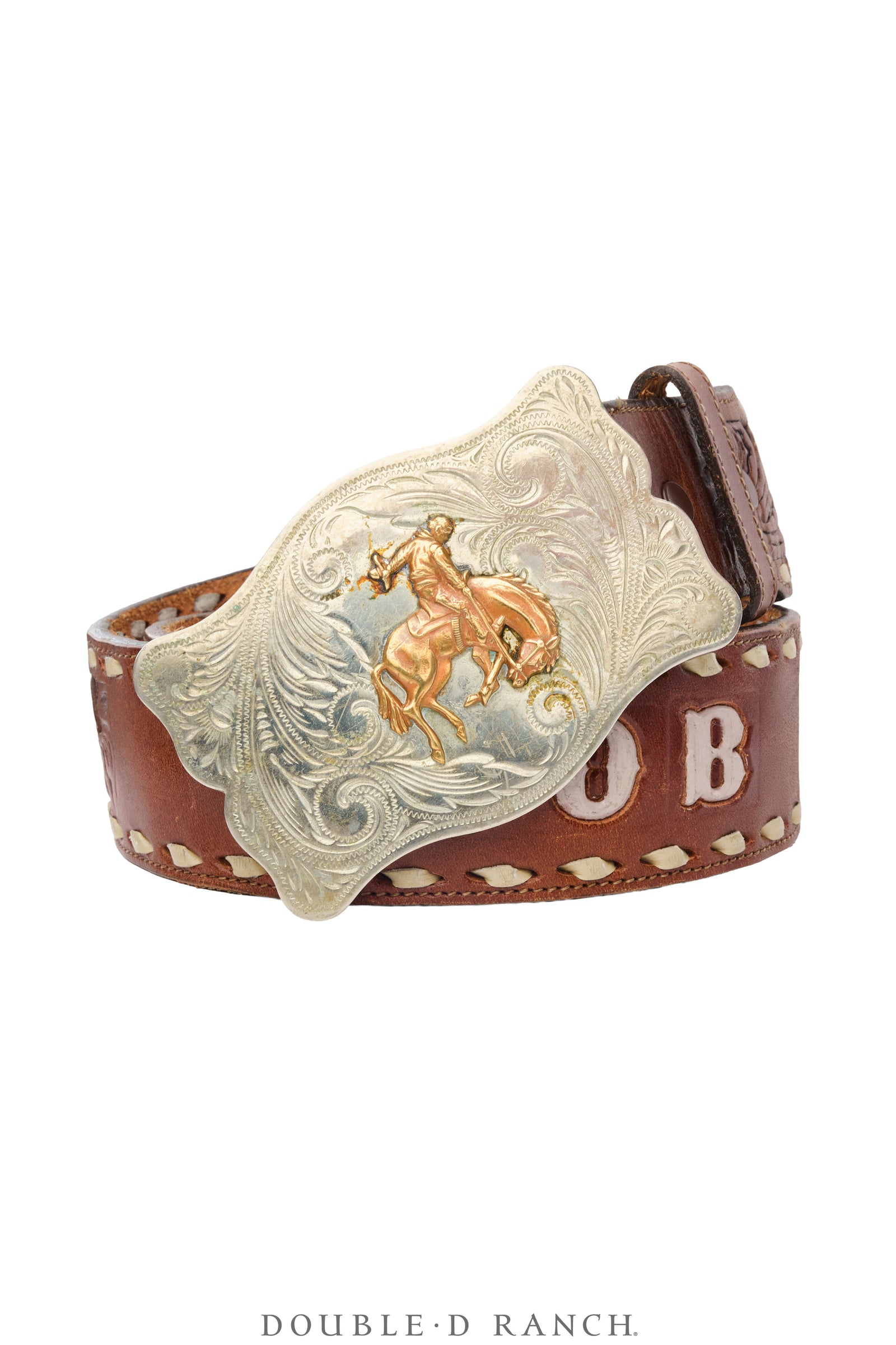 Belt, A Vintage, Buckle Kitsch, Western, Bronc, Marked, Vintage, 1047