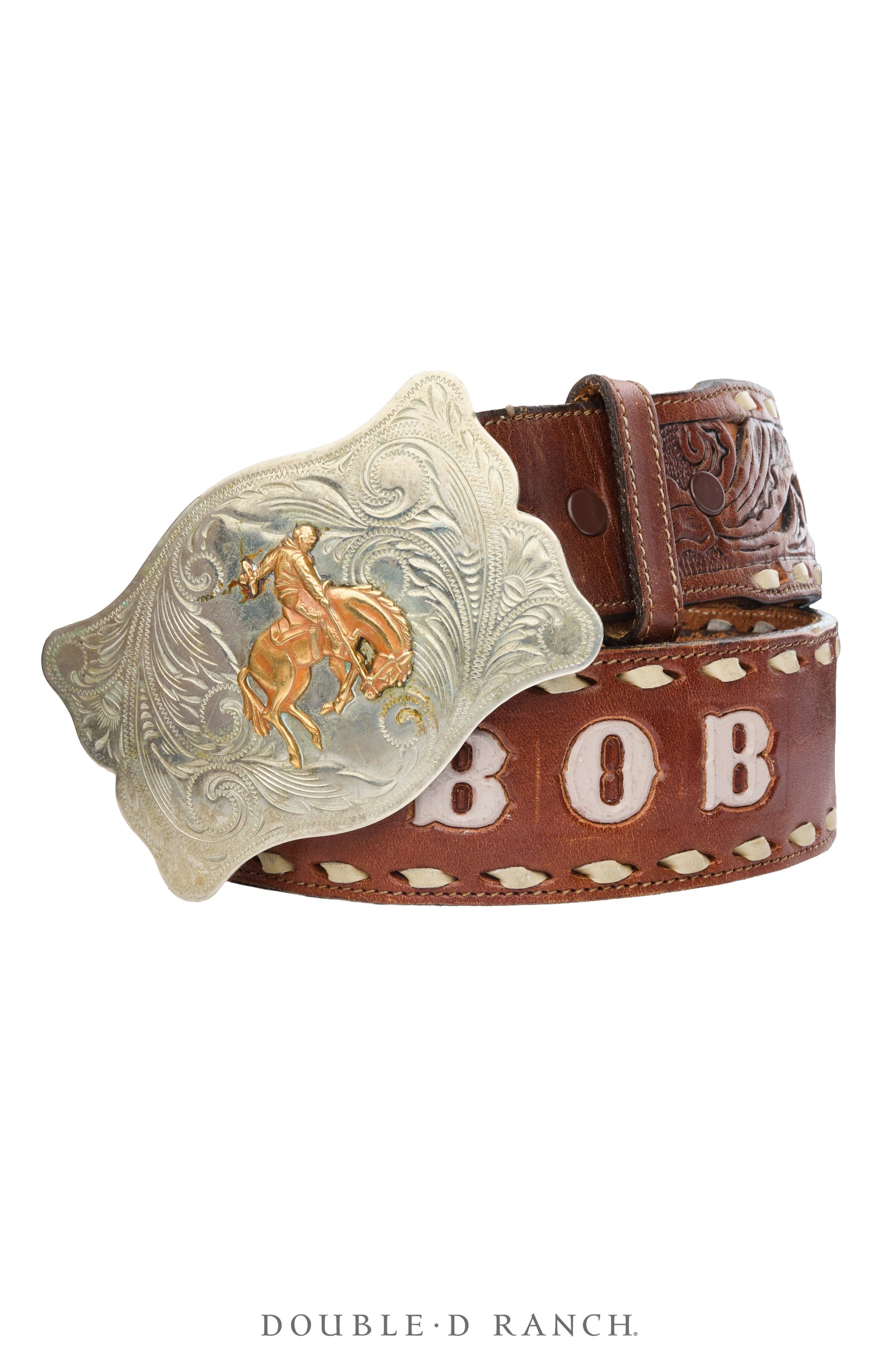 Belt, A Vintage, Buckle Kitsch, Western, Bronc, Marked, Vintage, 1047