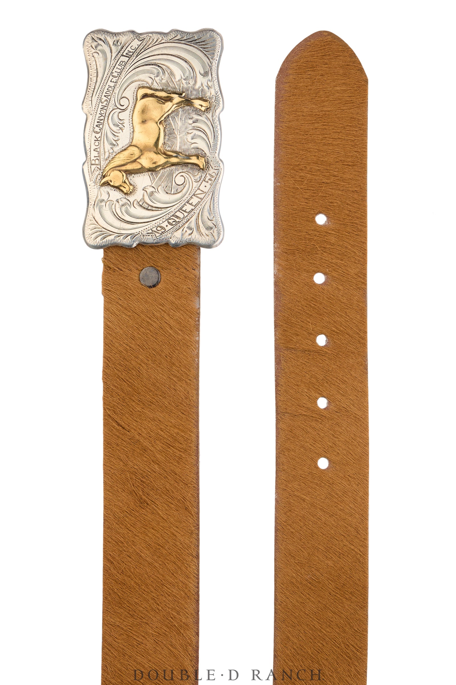 Belt, A Vintage, Buckle, Western, Engraved, Black Canyon Saddle Club, Queen 1956, Hallmark, Vintage, 1057