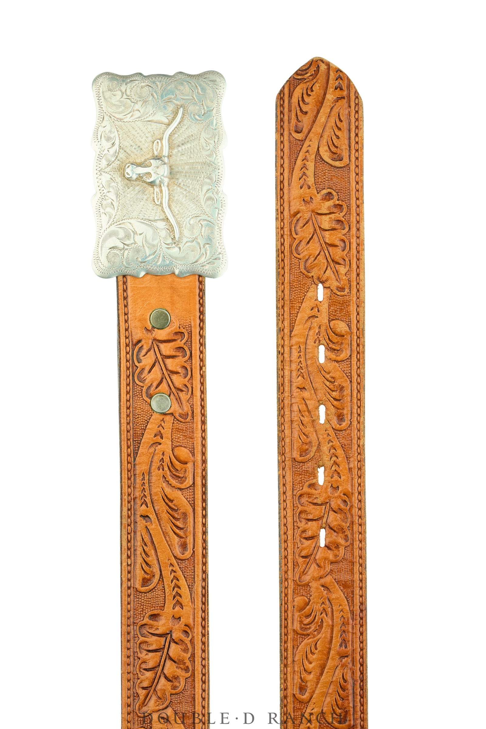 Belt, A Vintage, Buckle, Western, Sterling Silver, Longhorn, Hallmark, Vintage, 1062