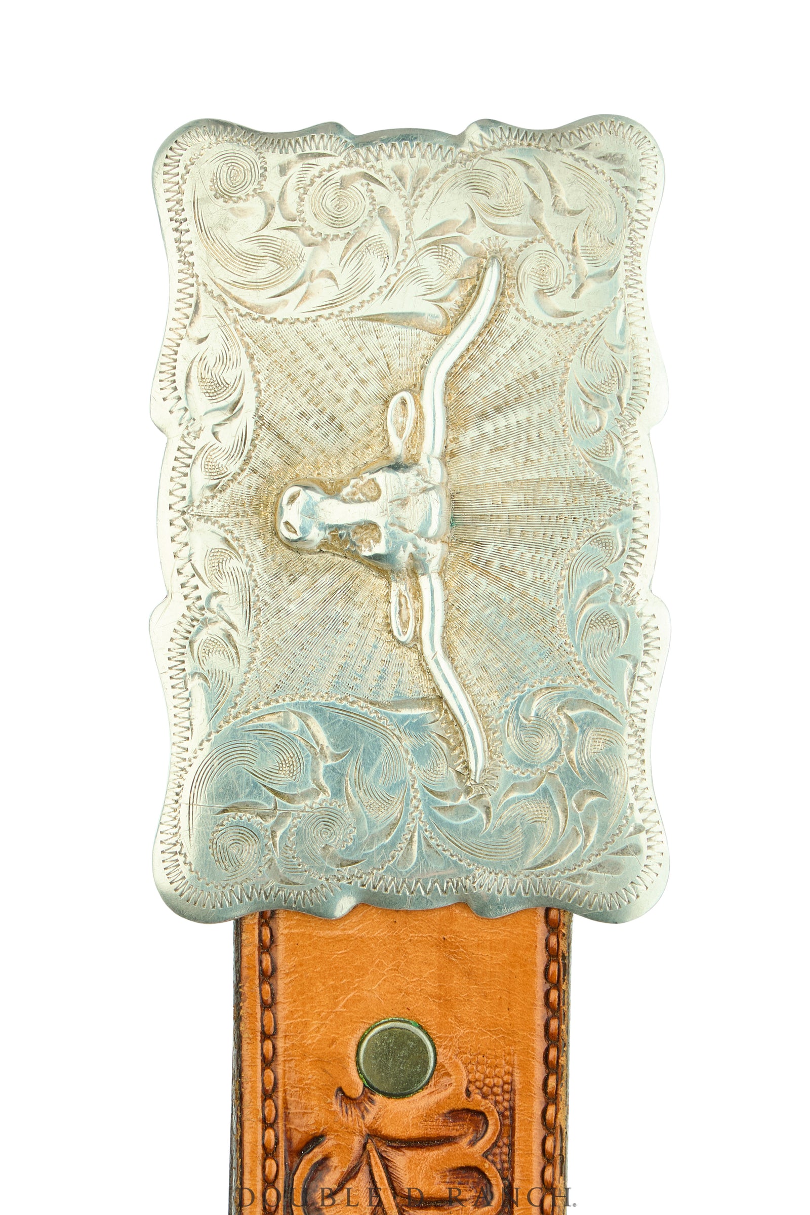 Belt, A Vintage, Buckle, Western, Sterling Silver, Longhorn, Hallmark, Vintage, 1062