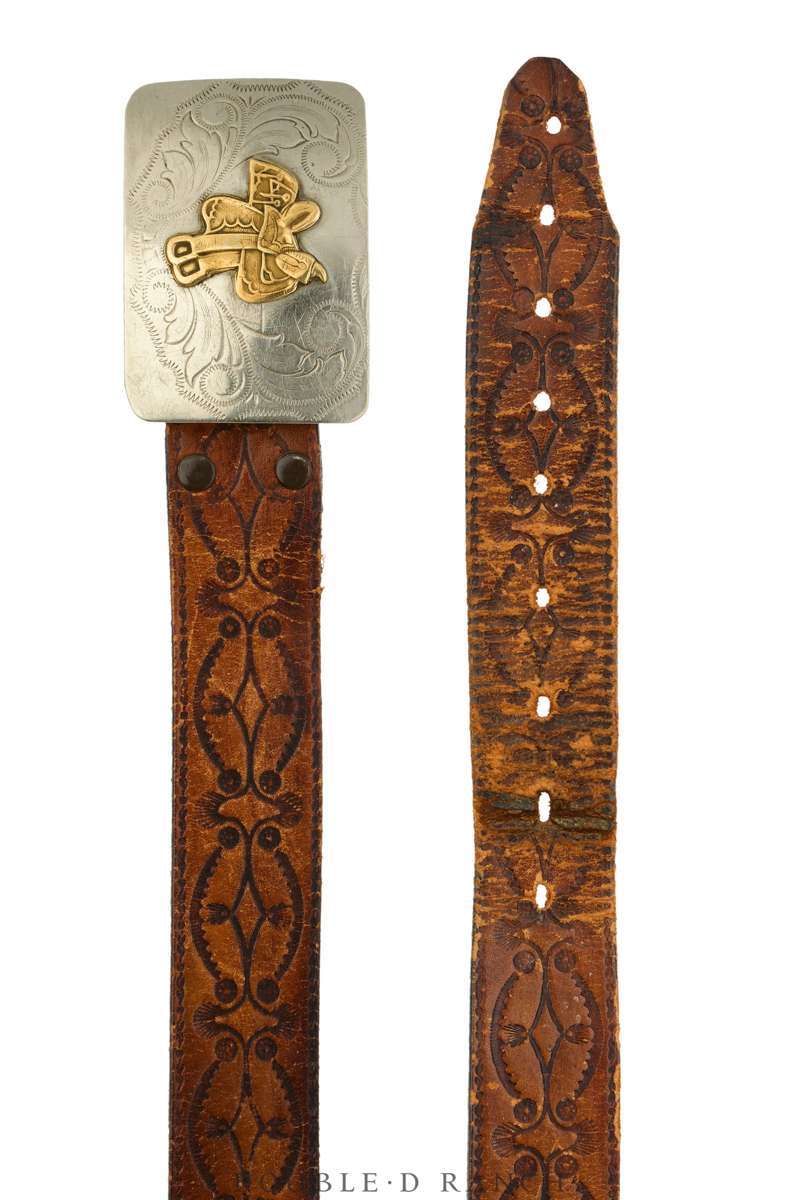 Belt, A Vintage, Buckle Kitsch, Western, Saddle, Nickel Silver, Hallmark, Vintage, 1097
