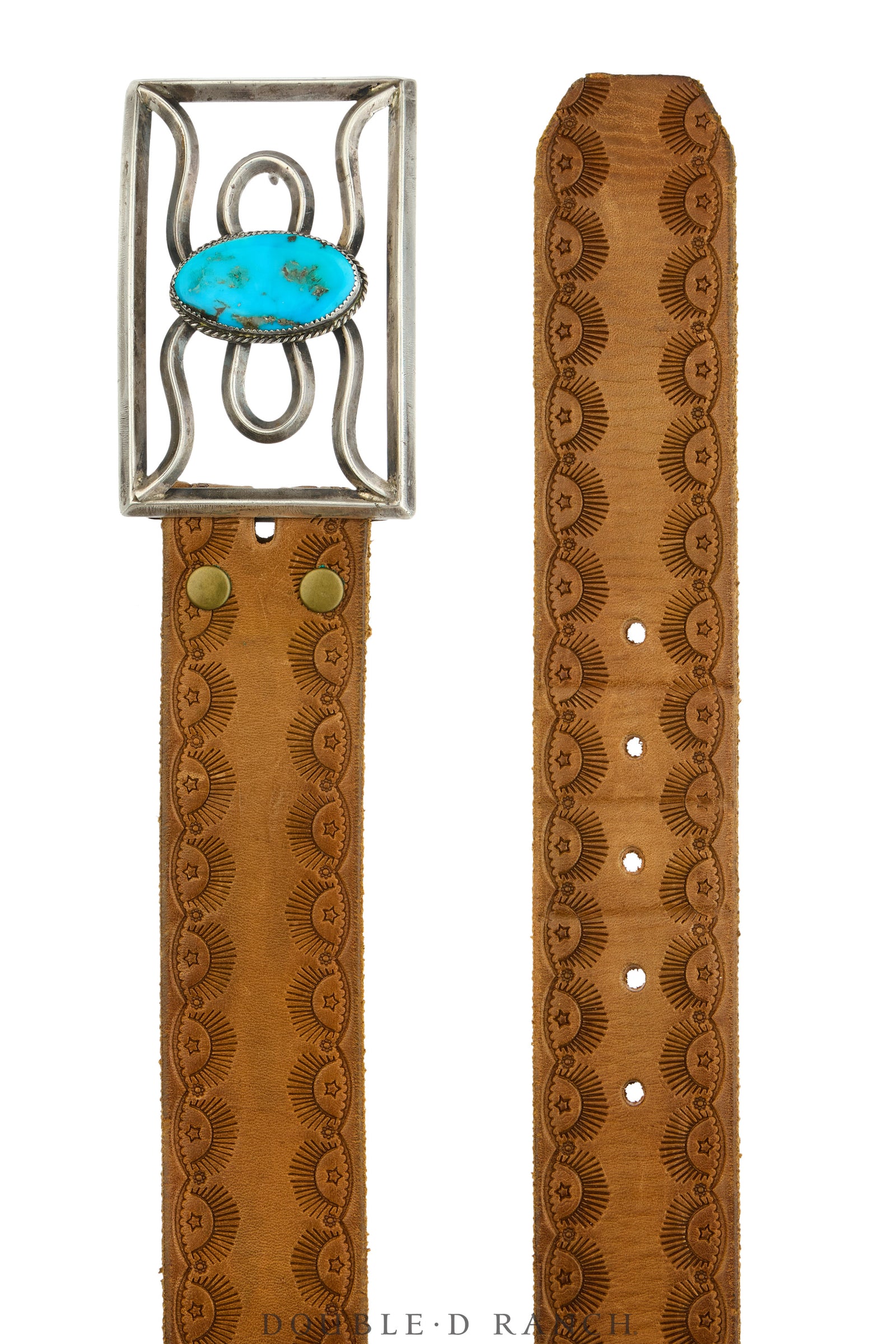 Belt, A Vintage, Buckle, Cast, Turquoise, Vintage, 1100