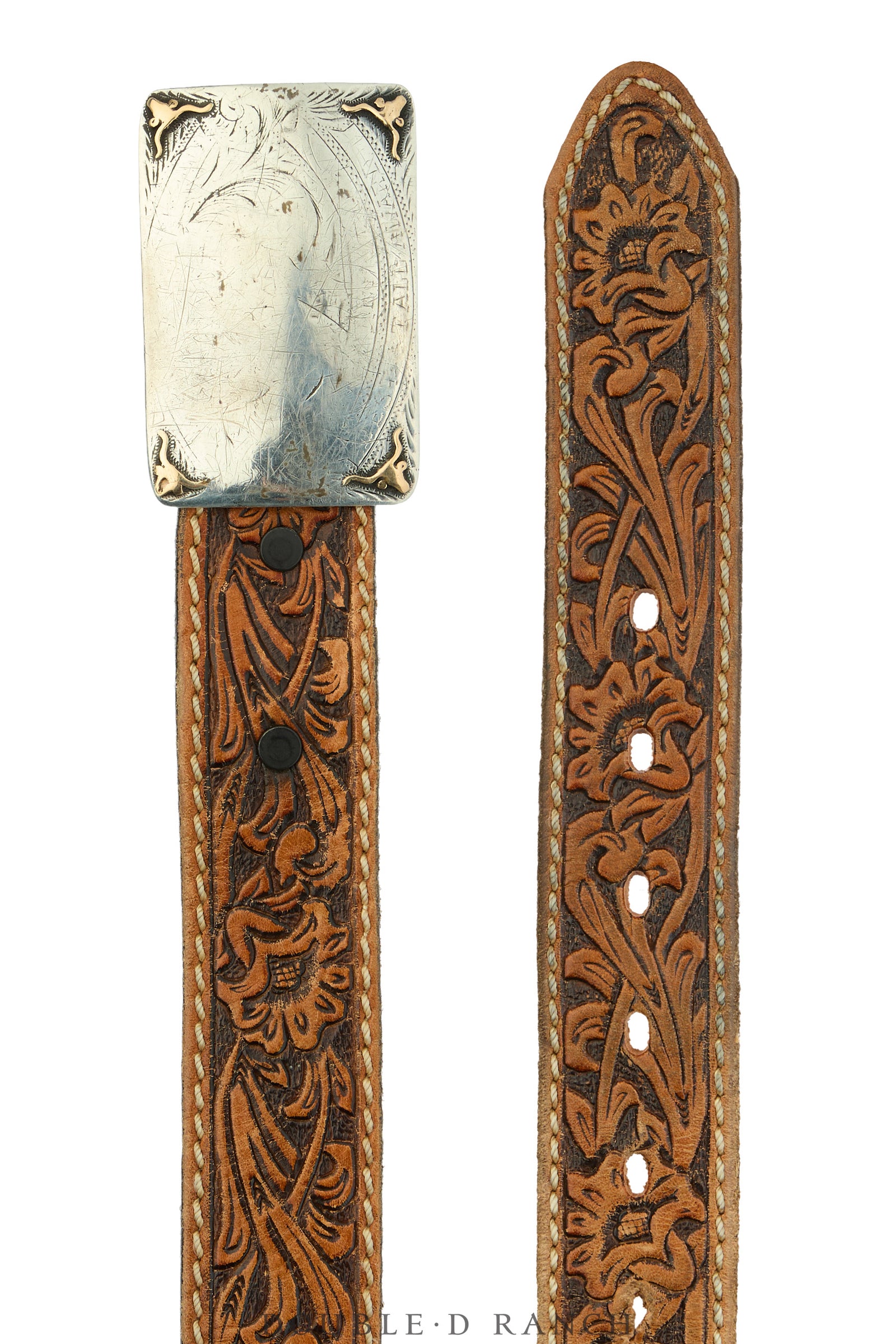 Belt, A Vintage, Buckle, Western, Sterling Silver & 10K Gold, Equestrian, Hallmark, Vintage, 1118