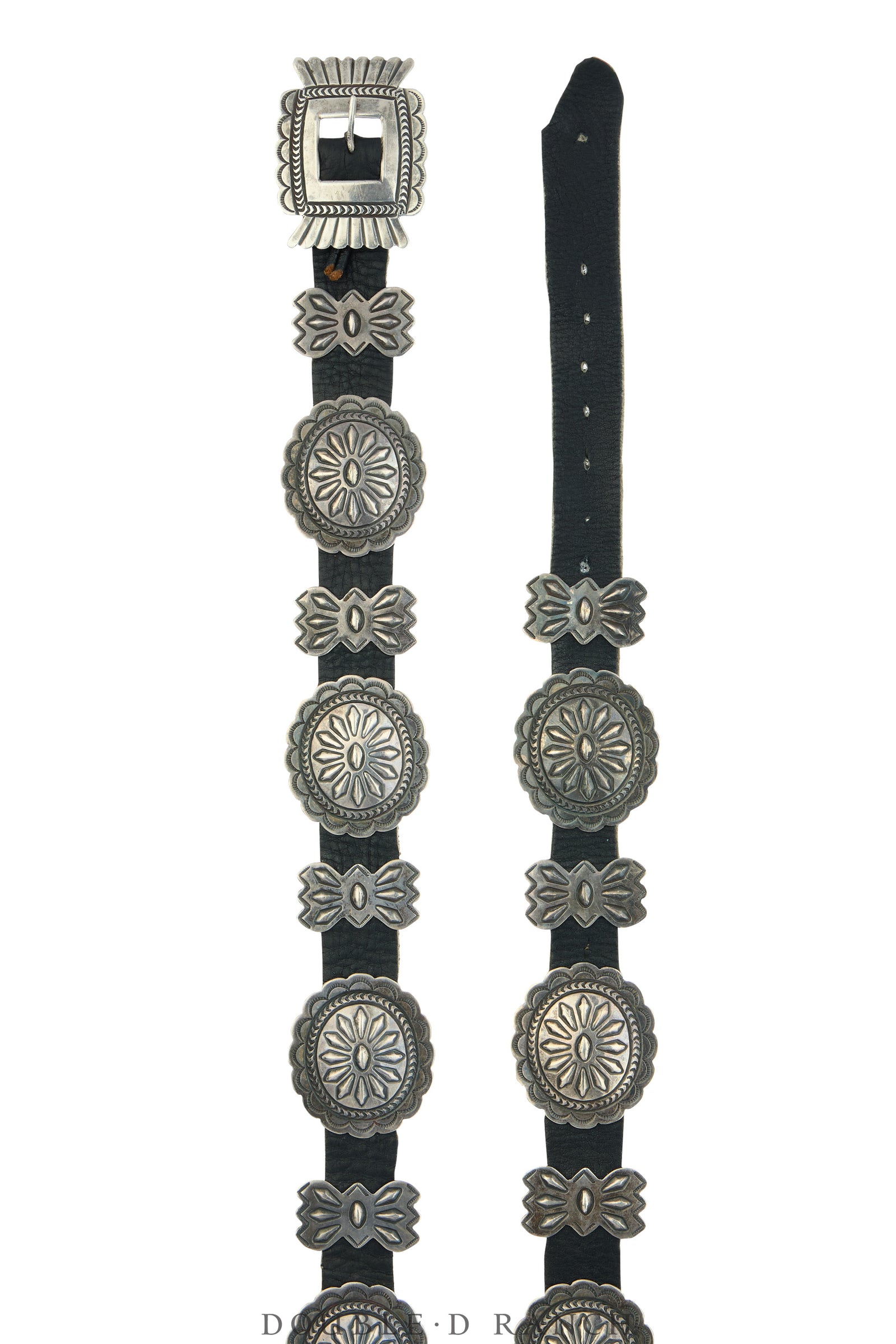 Belt, A Vintage, Concho, Sterling Silver, Sans Hallmark, Vintage, 1126