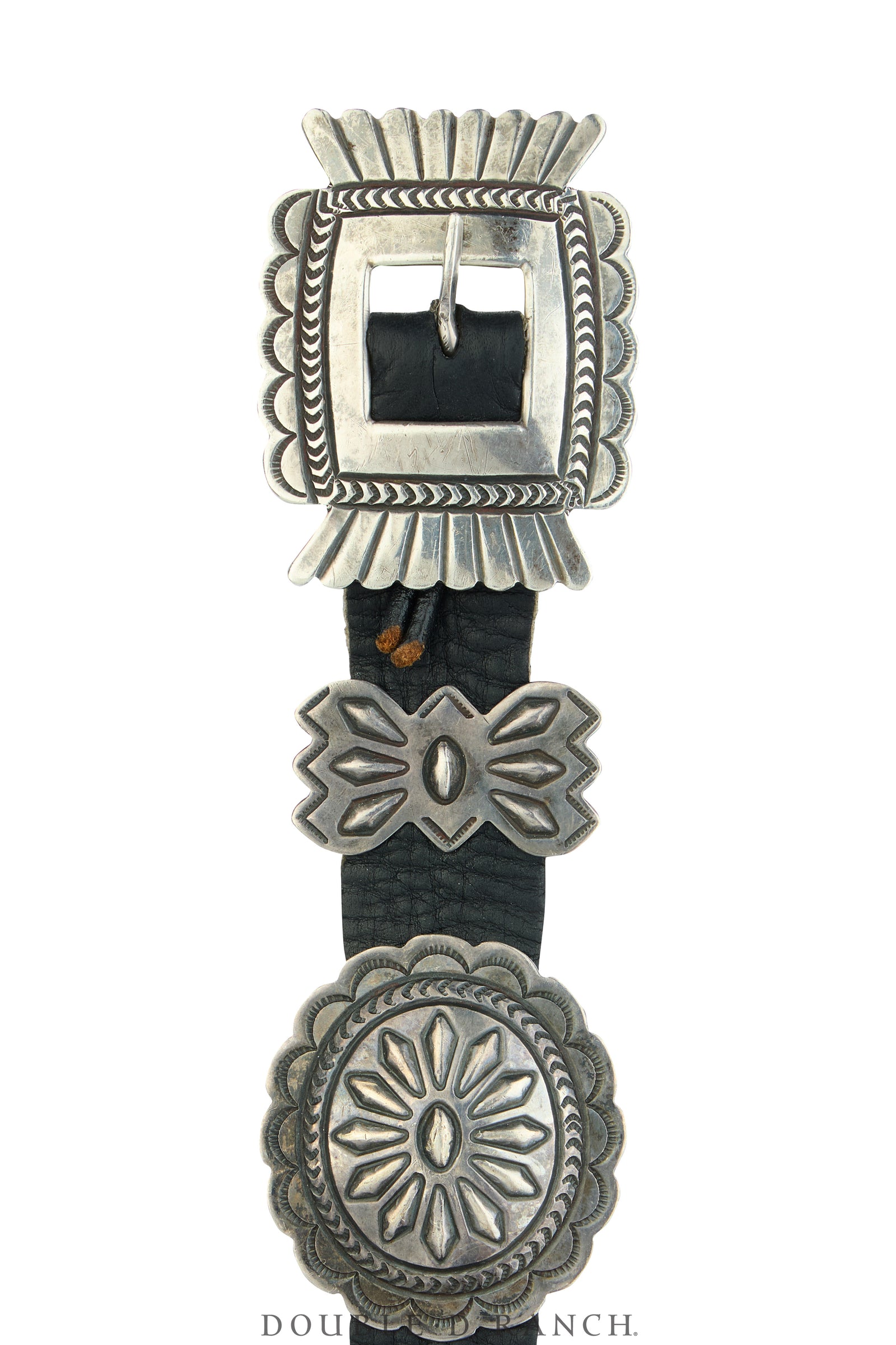 Belt, A Vintage, Concho, Sterling Silver, Sans Hallmark, Vintage, 1126