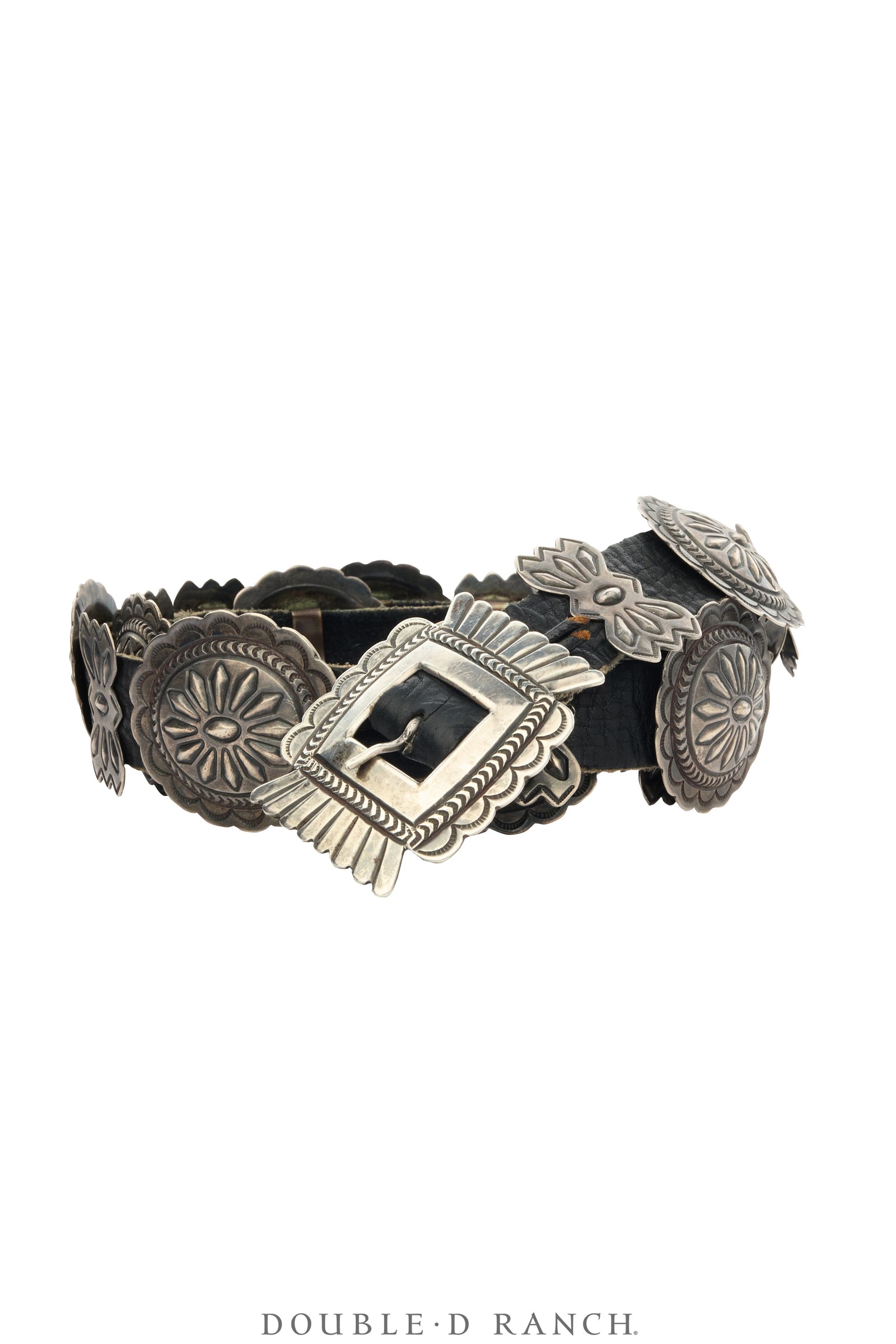 Belt, A Vintage, Concho, Sterling Silver, Sans Hallmark, Vintage, 1126
