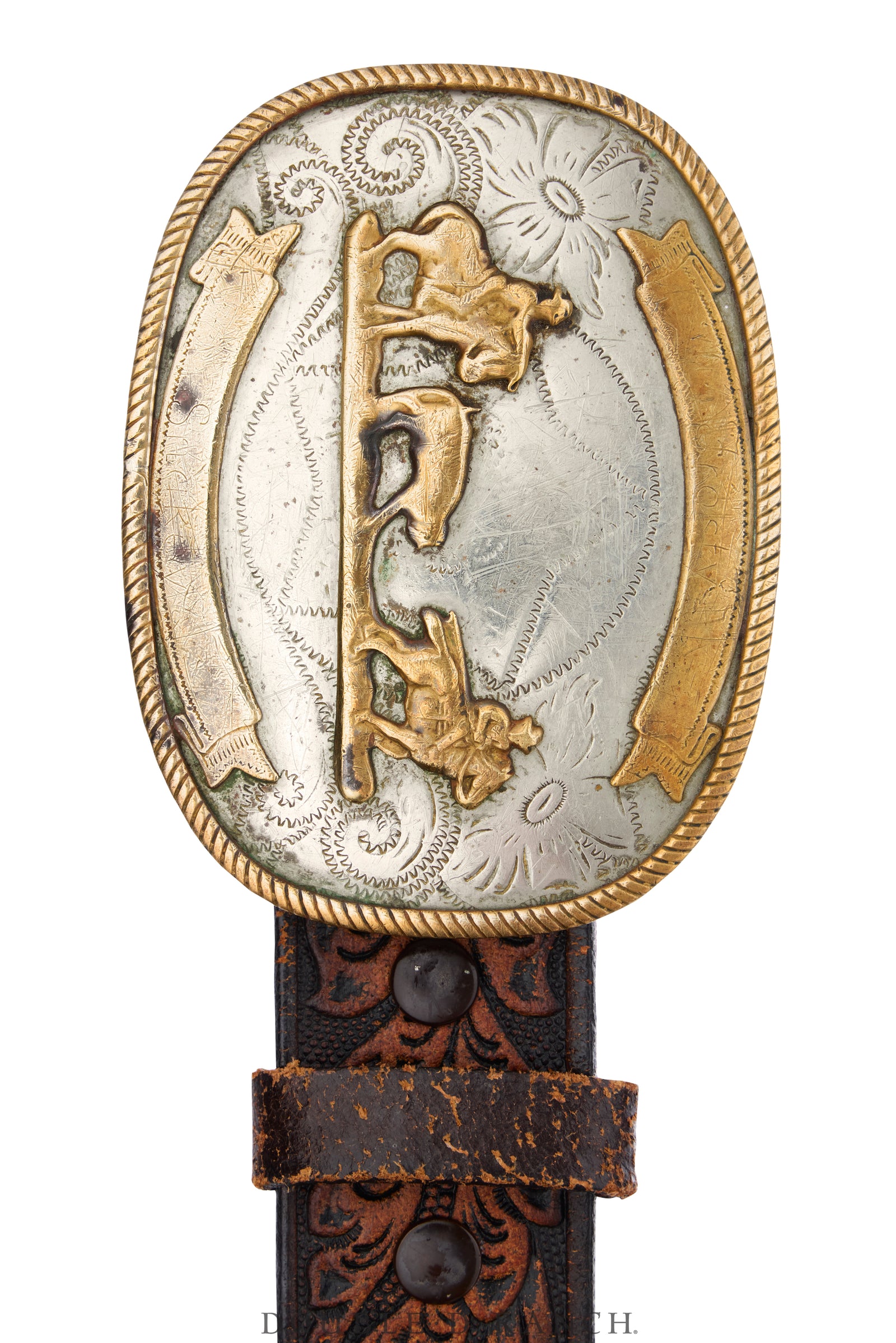 Belt, A Vintage, Buckle, Western, Team Roping, German Silver, Hallmark, Vintage, 1159