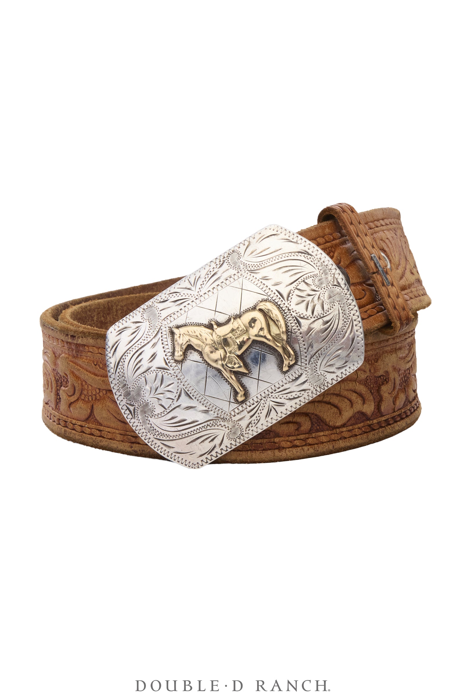 Belt, A Vintage, Buckle, Western, Sterling Silver & 10k Gold, Horse Profile, Hallmark, Vintage, 1207