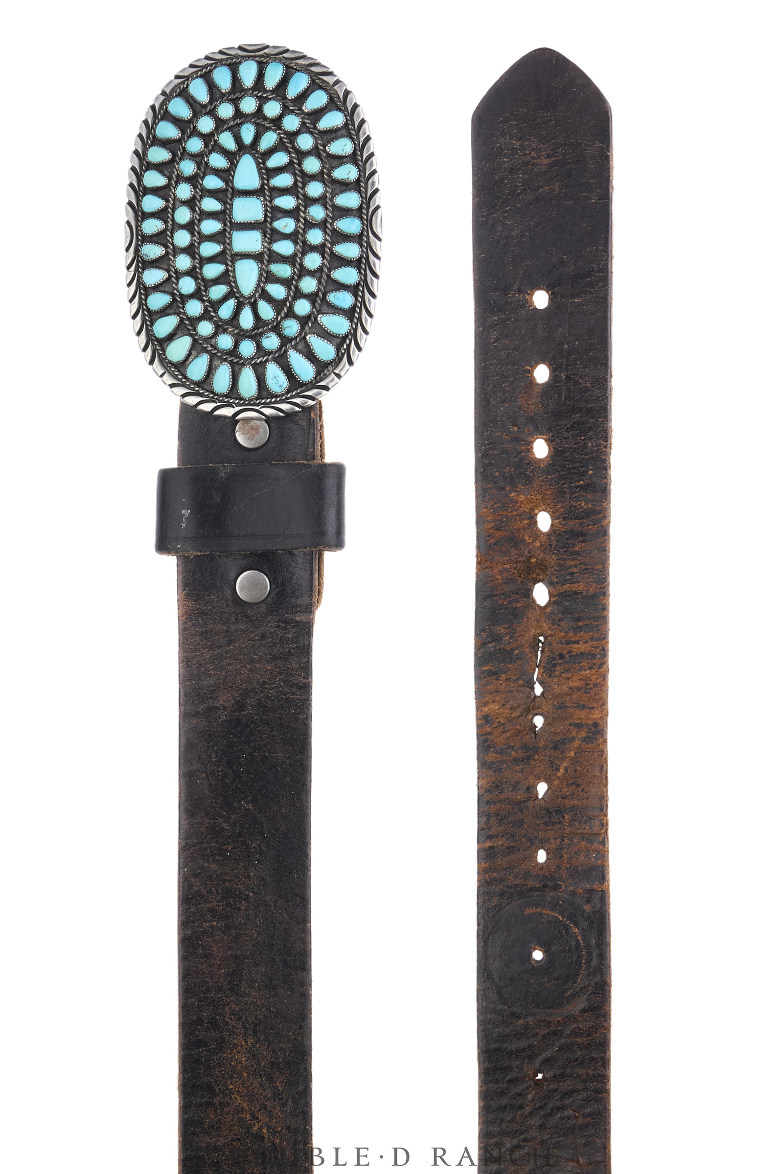 Belt, A Vintage, Buckle, Cluster, Turquoise, Henry Morris Hallmark, Vintage, 1239