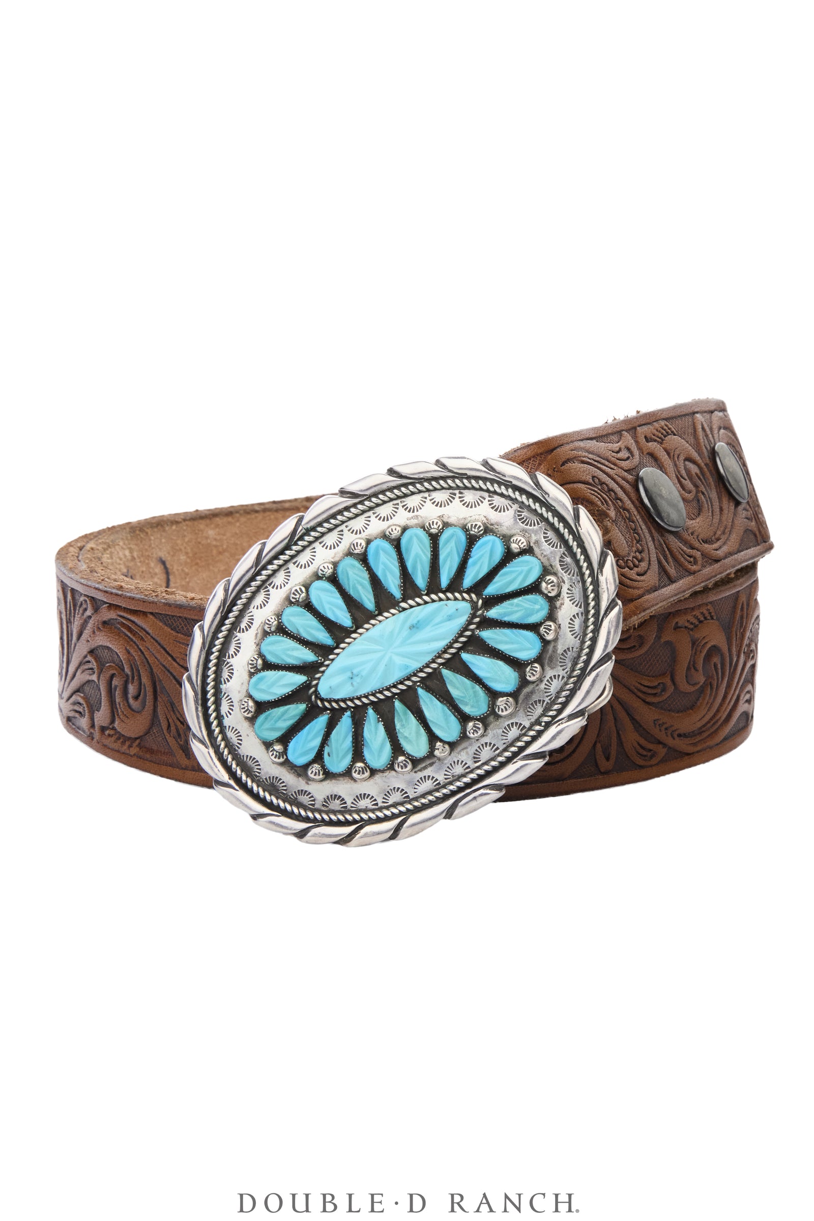 Belt, A Vintage, Concho, Cluster, Turquoise, Hand-Carved Stones, Eustace Hallmark, Vintage ‘50s, 1256