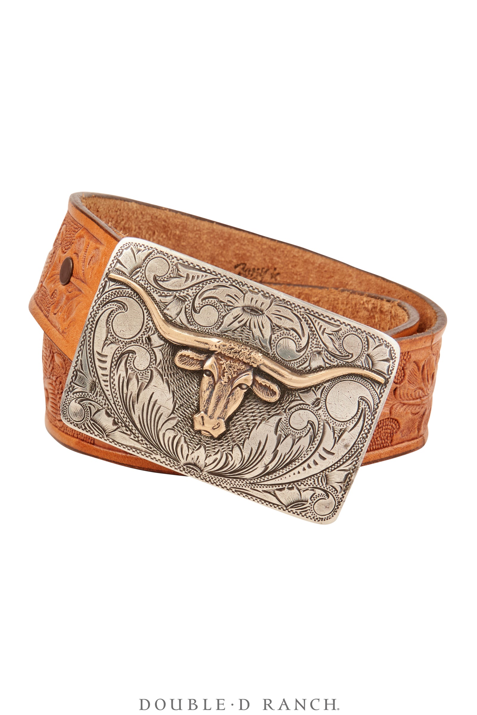 Belt, A Vintage, Buckle, Western, Longhorn, Sterling Silver With 14k Gold, Mark, Vintage, 899