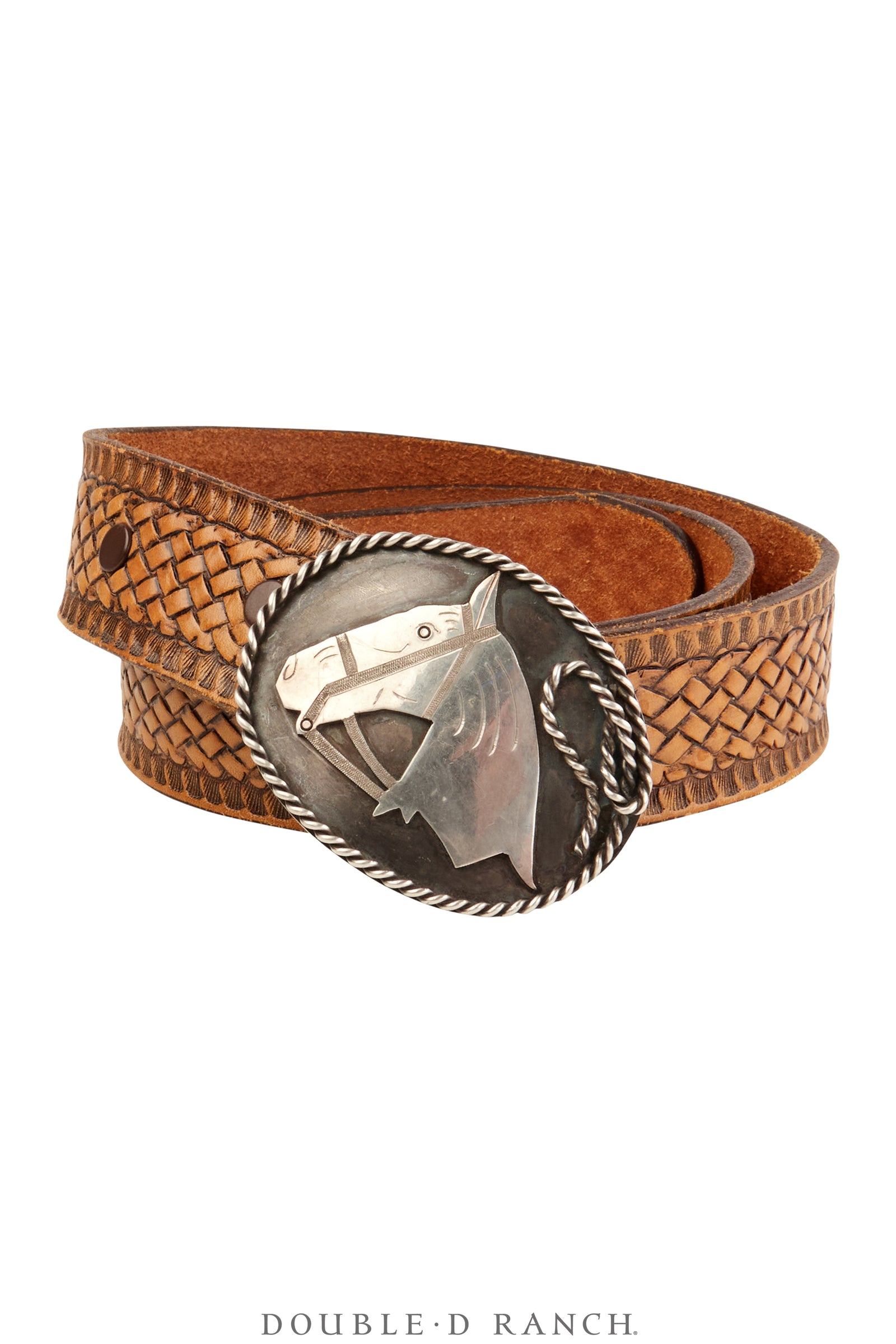 Belt, A Vintage, Buckle, Novelty, Horse Appliqué With Rope Border, Hallmark, Vintage, 911