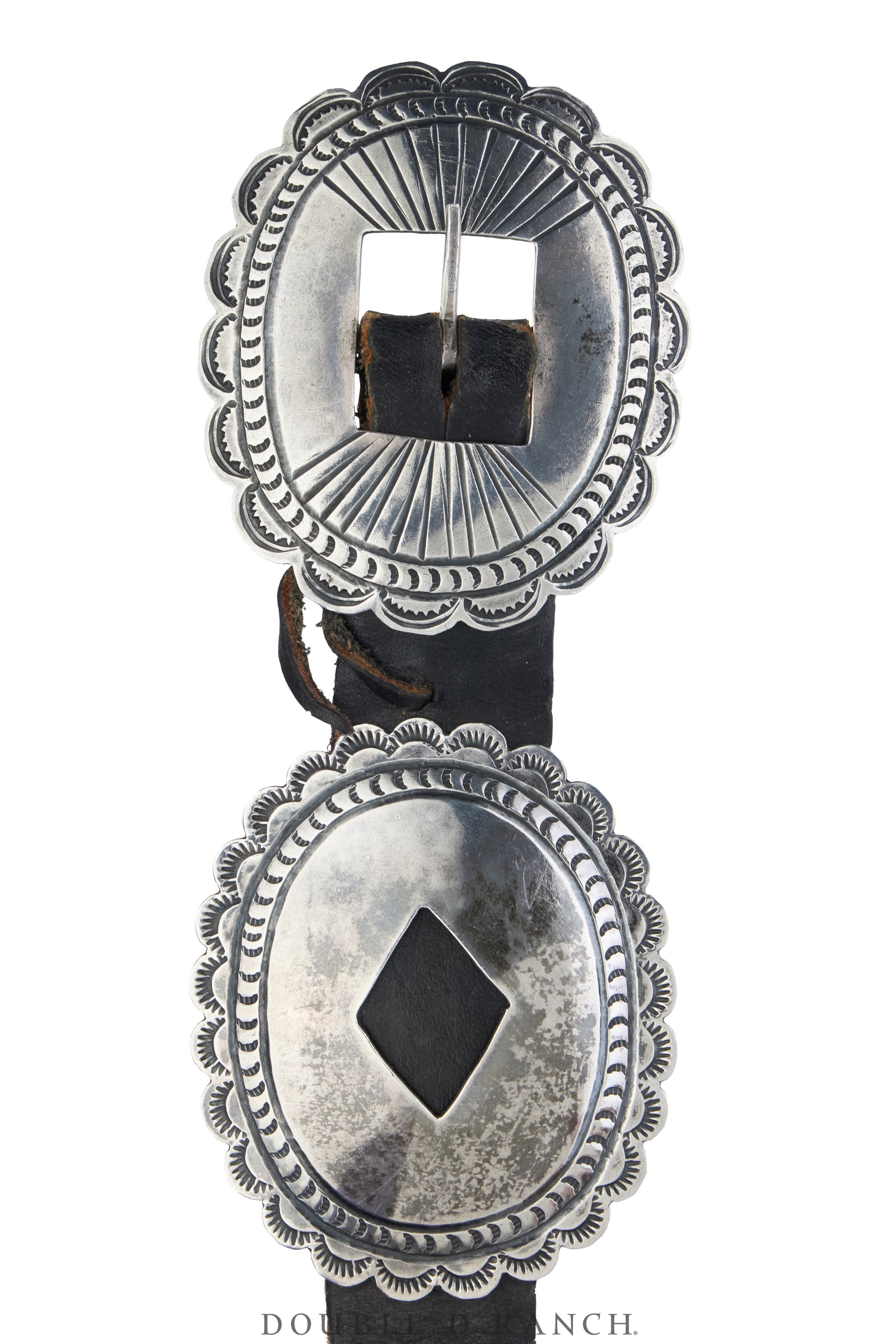 Belt, A Vintage, Concho, Sterling Silver, 1st Phase Style, Vintage, 924