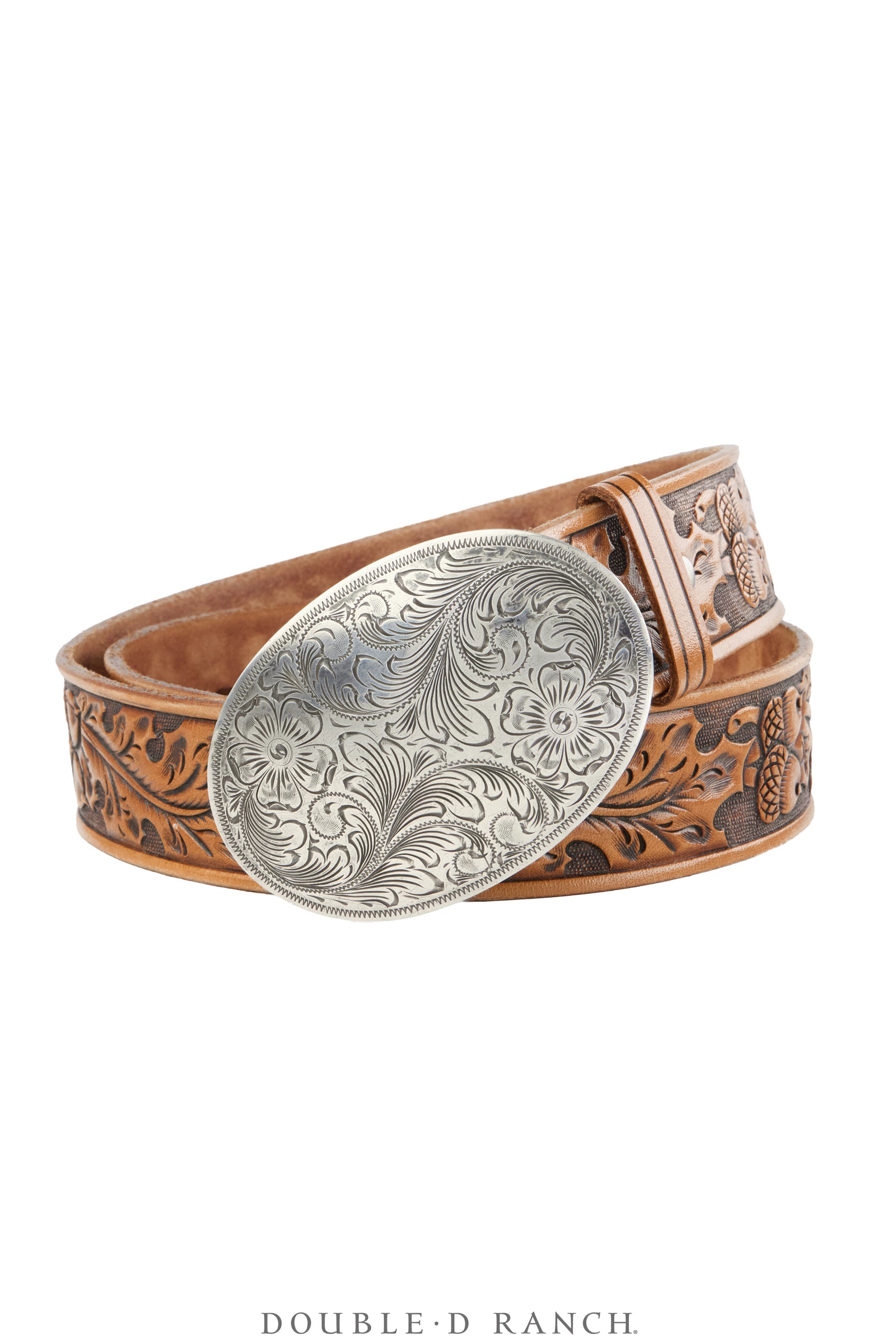 Belt, A Vintage, Buckle Western, Engraved, Floral Scroll, Hallmark, Vintage, 931