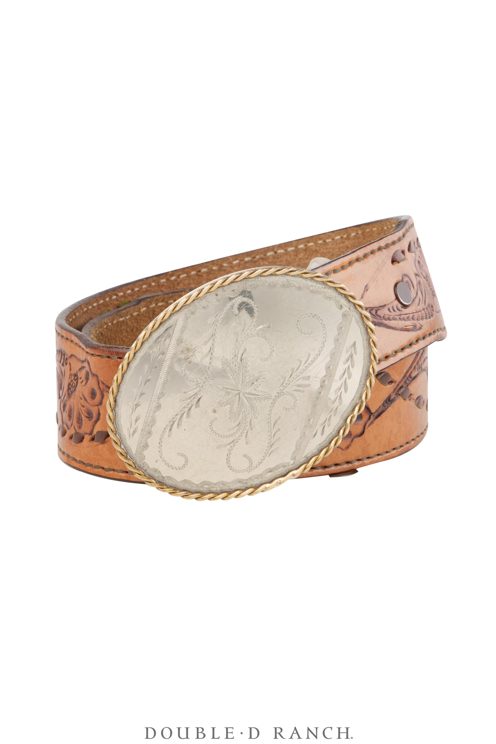 Belt, A Vintage, Buckle, Western, Engraved, Nickel Silver, Hallmark, Vintage, 952