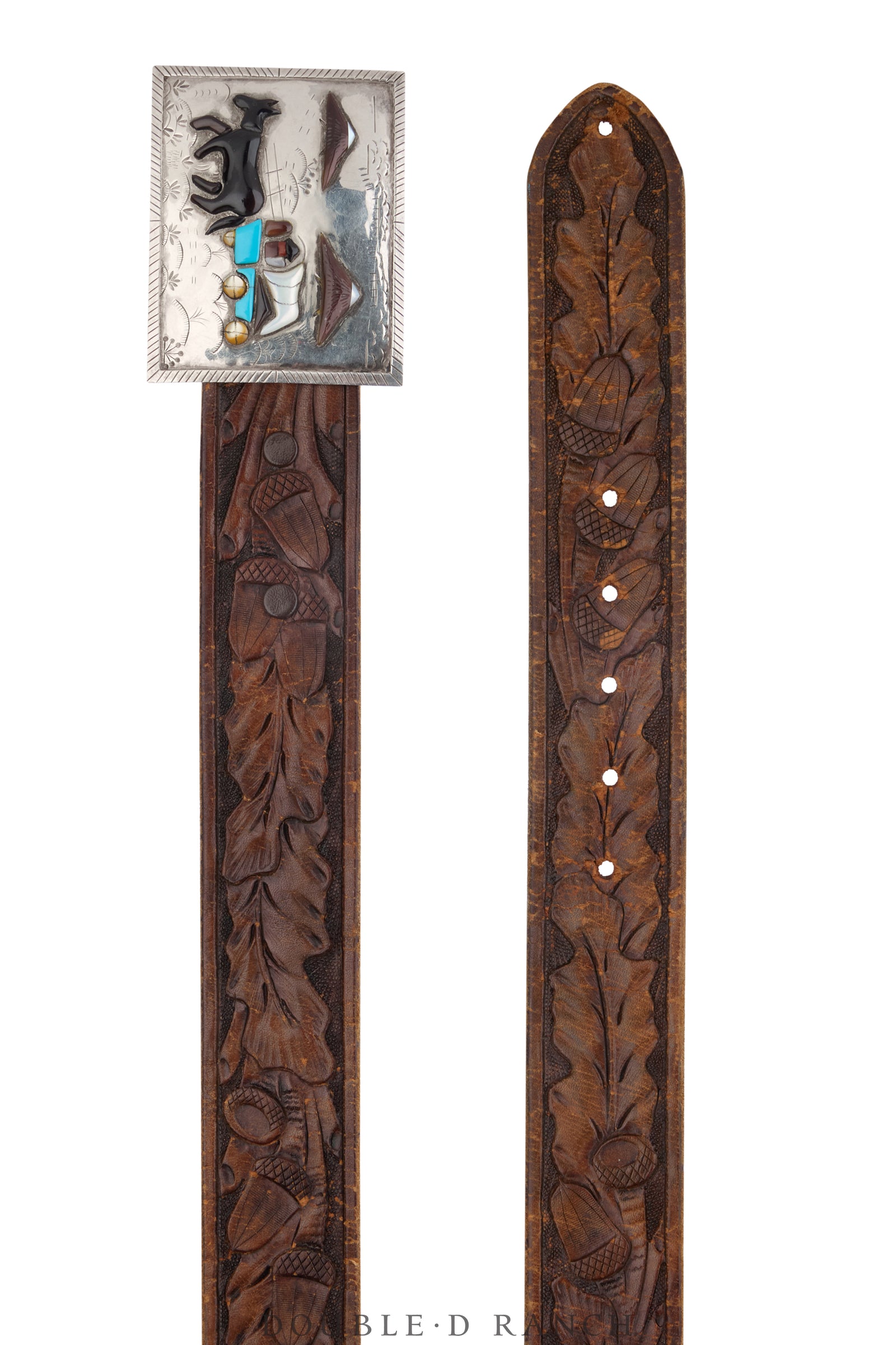Belt, A Vintage, Buckle, Inlay, Mixed Stones, Covered Wagon Scene, Upcycled, Vintage, 967