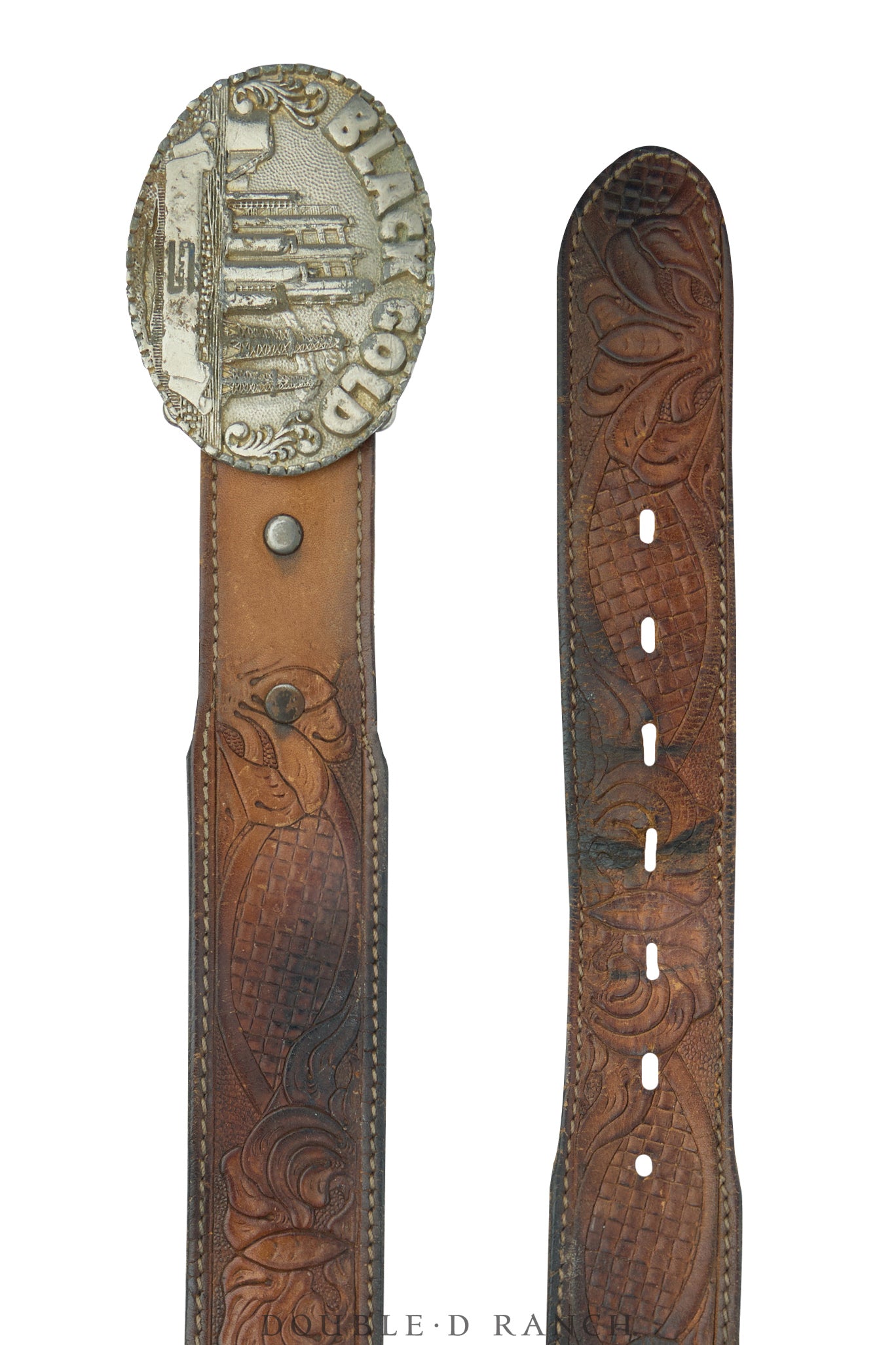 Belt, A Vintage, Buckle, Western, Roughneck Rodeo, Black Gold, Vintage, 1004
