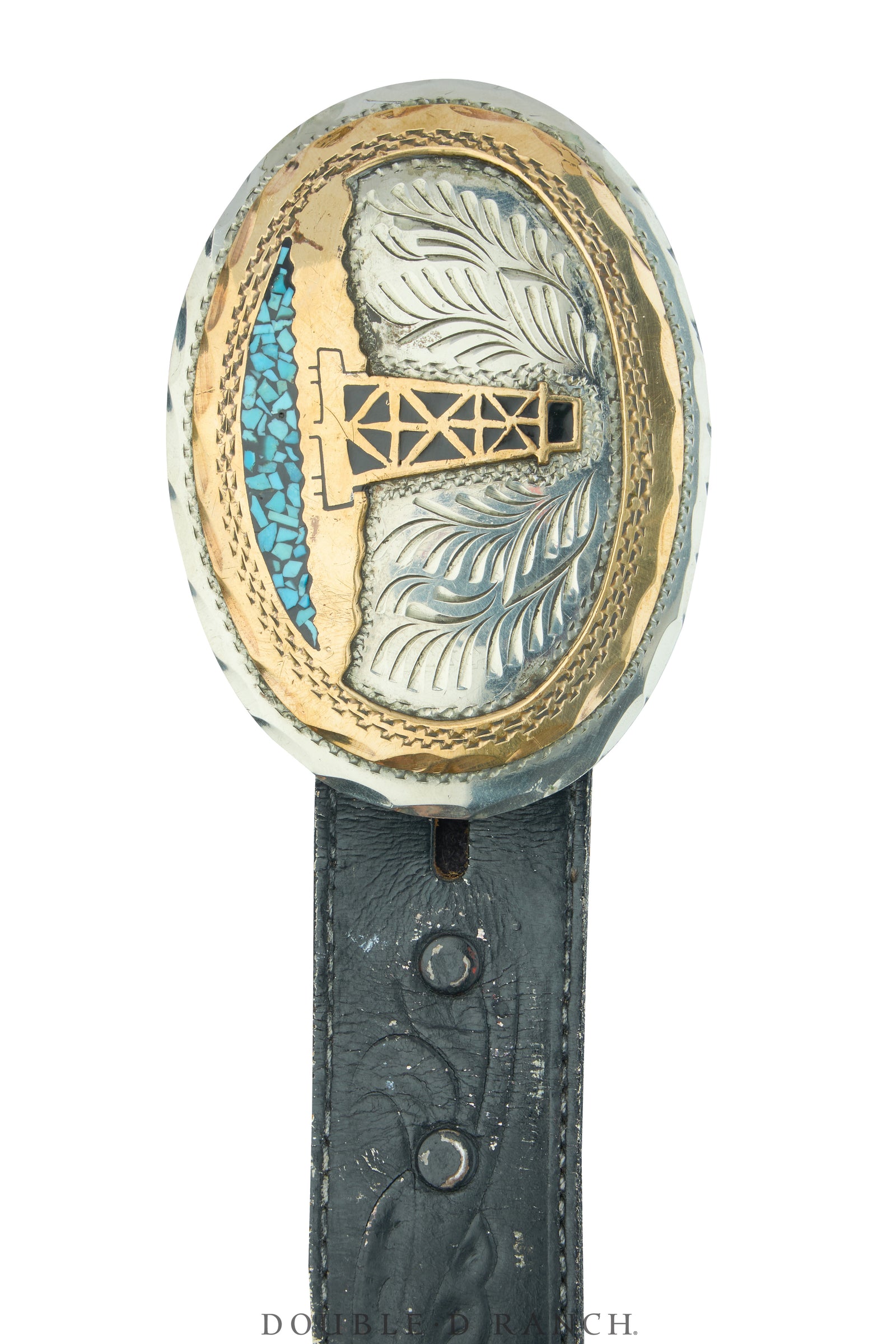 Belt, A Vintage, Buckle, Western, Roughneck Rodeo, Inlay, Vintage, 1005