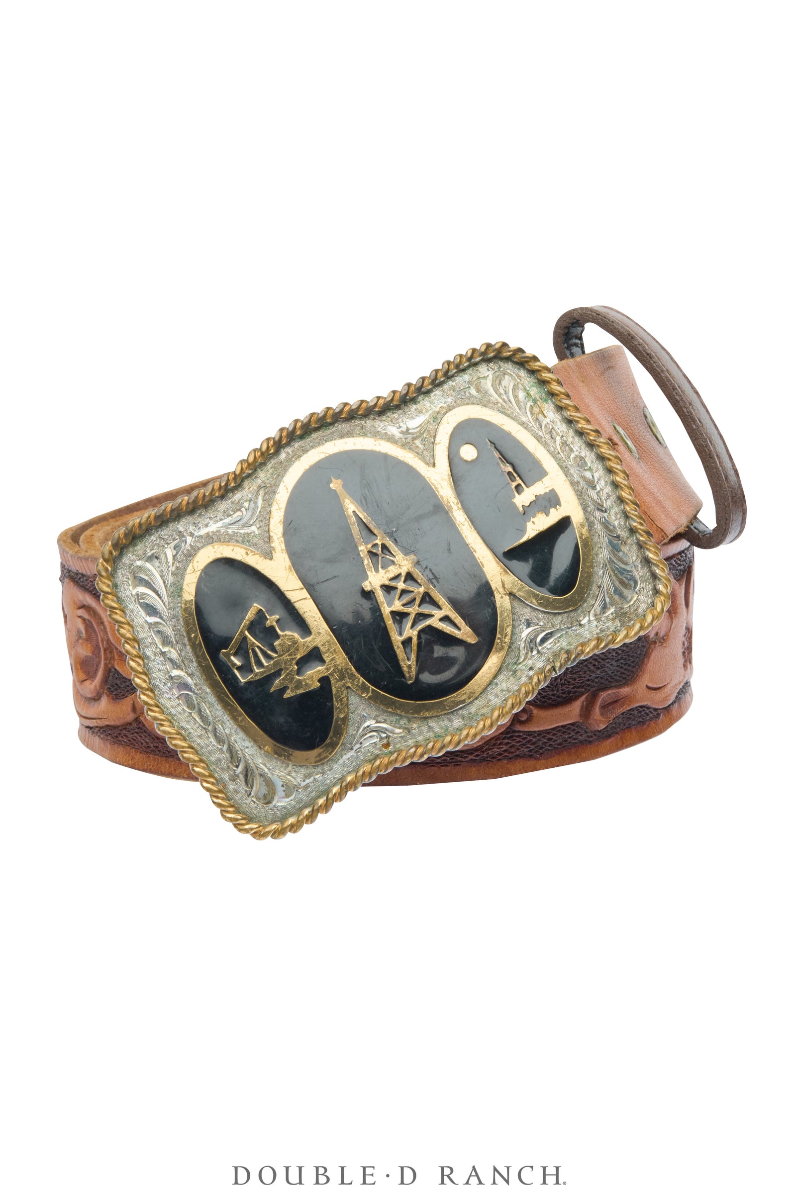 Belt, A Vintage, Buckle, Western, Roughneck Rodeo, Inlay, Vintage, 1007