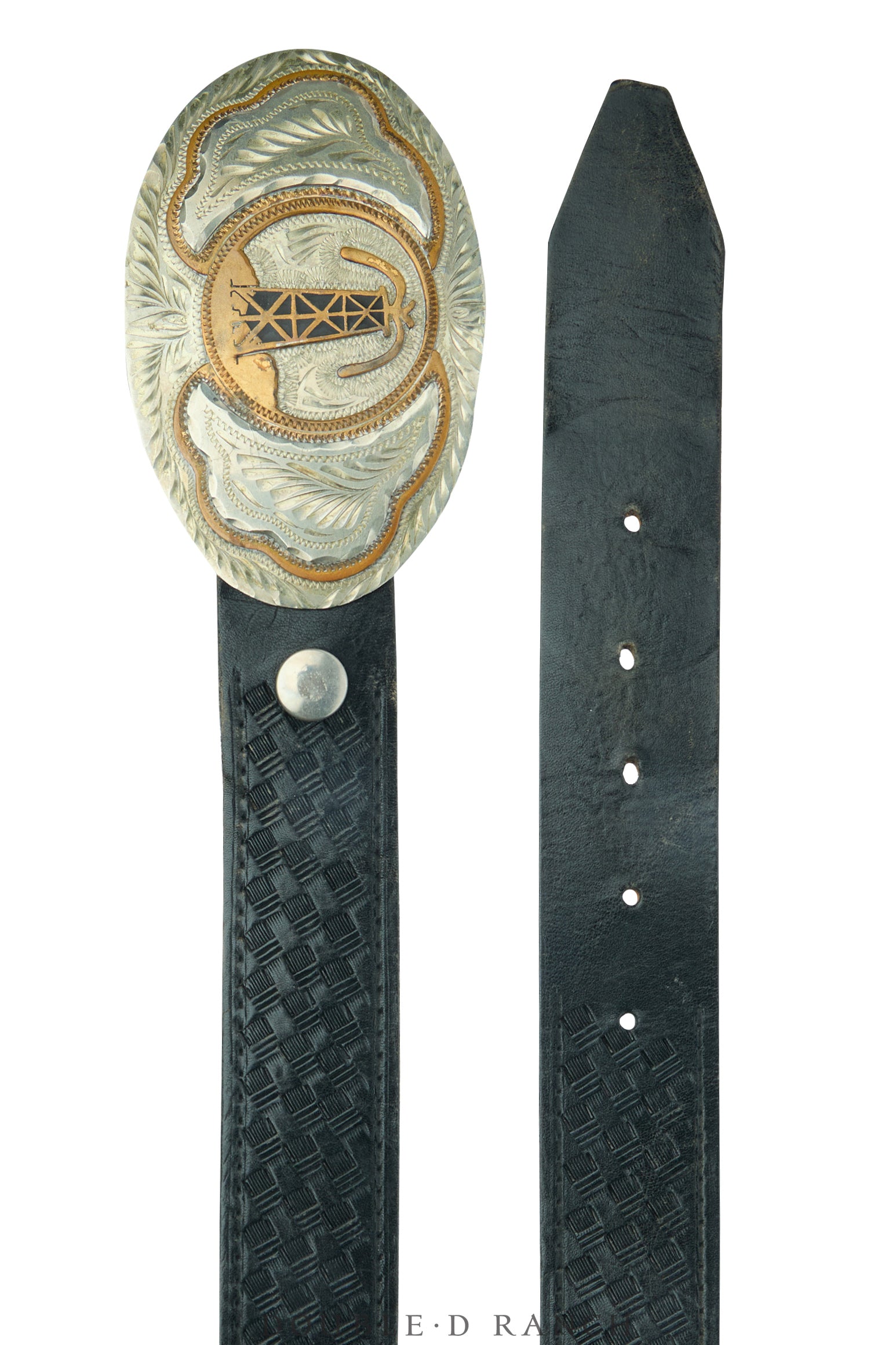 Belt, A Vintage, Buckle, Western, Roughneck Rodeo, Oil Derrick, Vintage, 1008