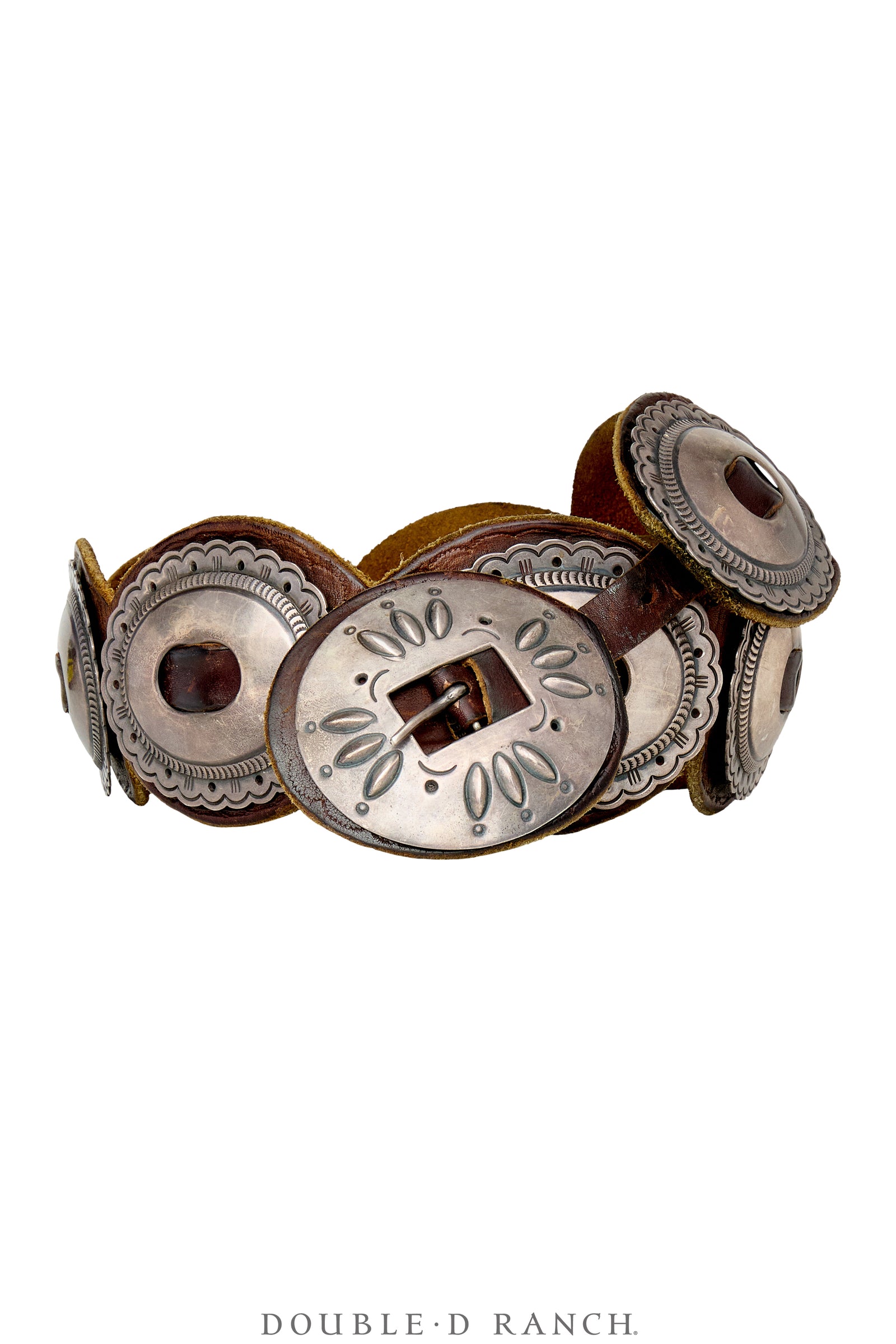 Belt, A Vintage, Concho, Sterling Silver, 1st Phase Revival, Skeet Hallmark, Vintage, 1168