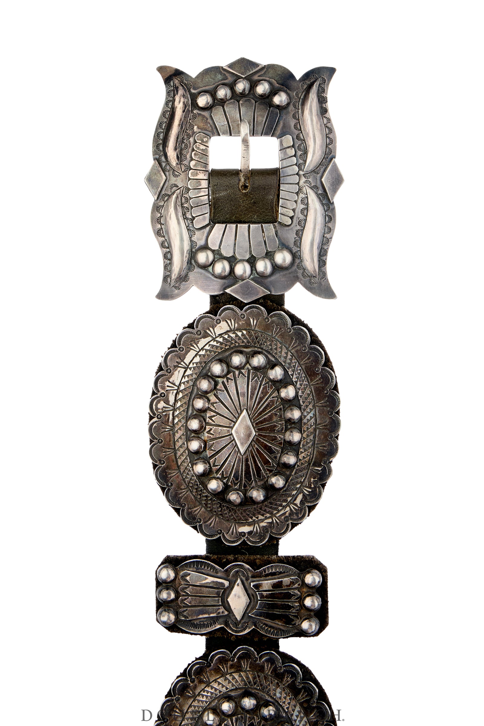 Belt, A Vintage, Concho, Sterling Silver, 2nd Phase, Heavy Repouse, Hallmark, Vintage, 1169