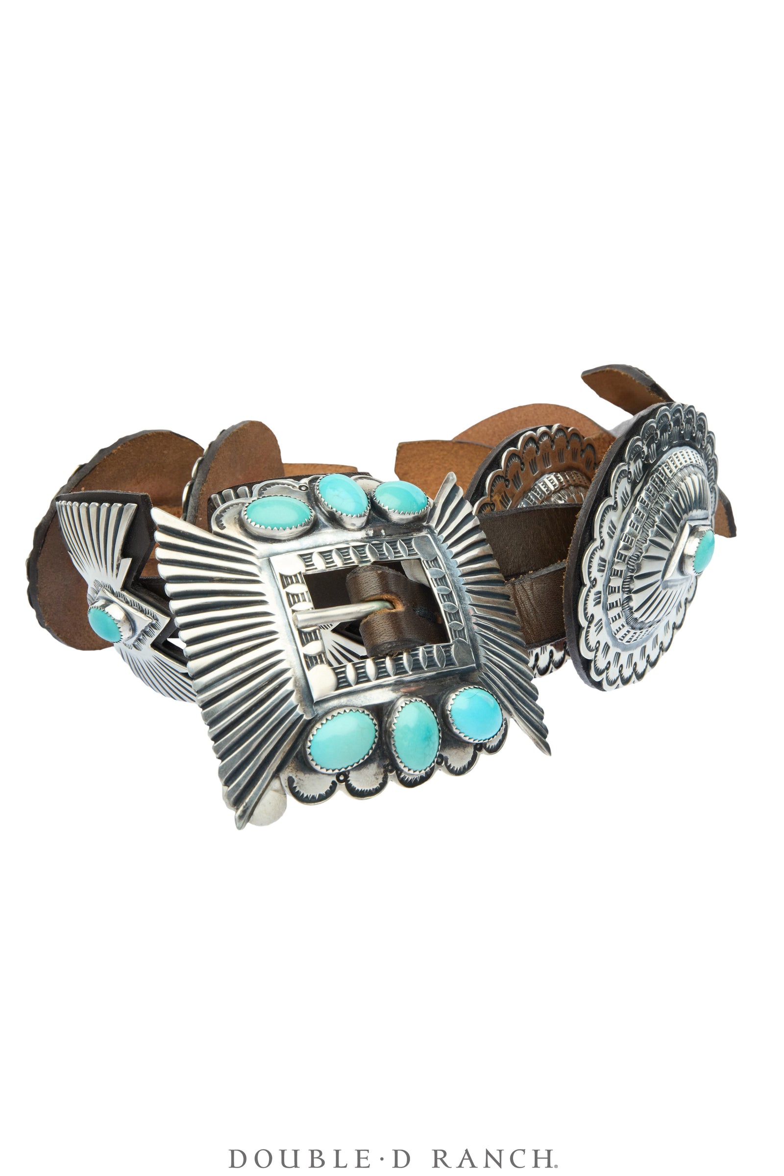 Belt, A Vintage, Concho, Turquoise, Stampwork, James Reid Hallmark, 5th Ave. Estate, Vintage, 1020