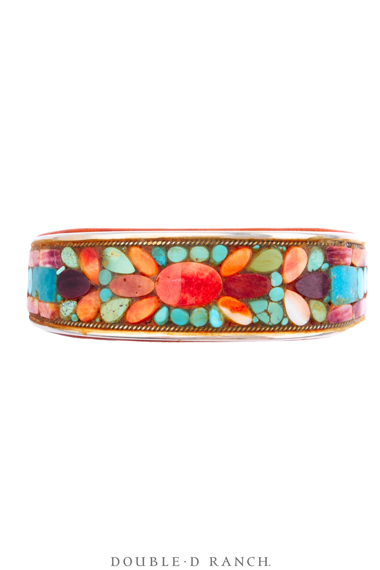 Cuff, Inlay, Turquoise, Spiny Oyster, Leather Lined, Artisan, Charlie Favour, Contemporary, 4340