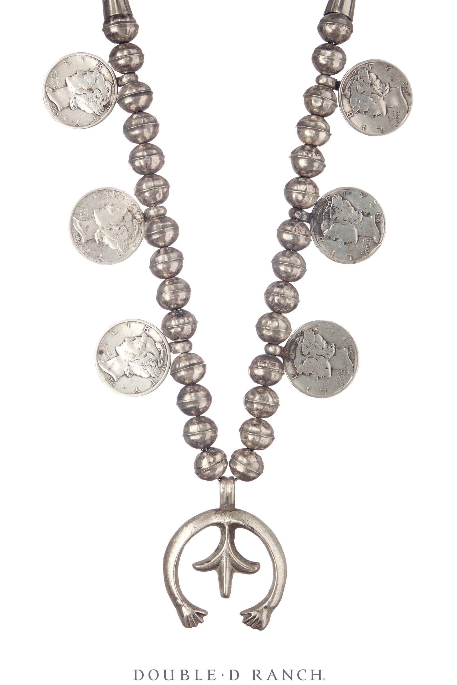 Necklace, Statement, Liberty Dime Coin, Sterling Silver, Vintage, 3675