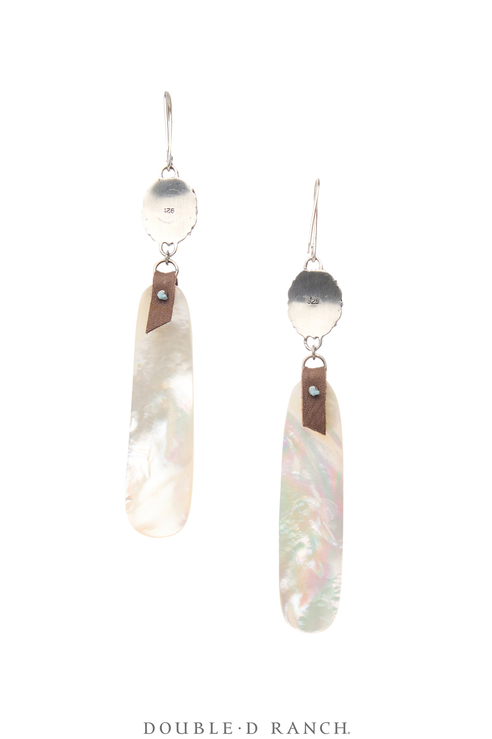 Earrings, Slab, Mother of Pearl, Turquoise, Sterling Silver, Contemporary, 2133