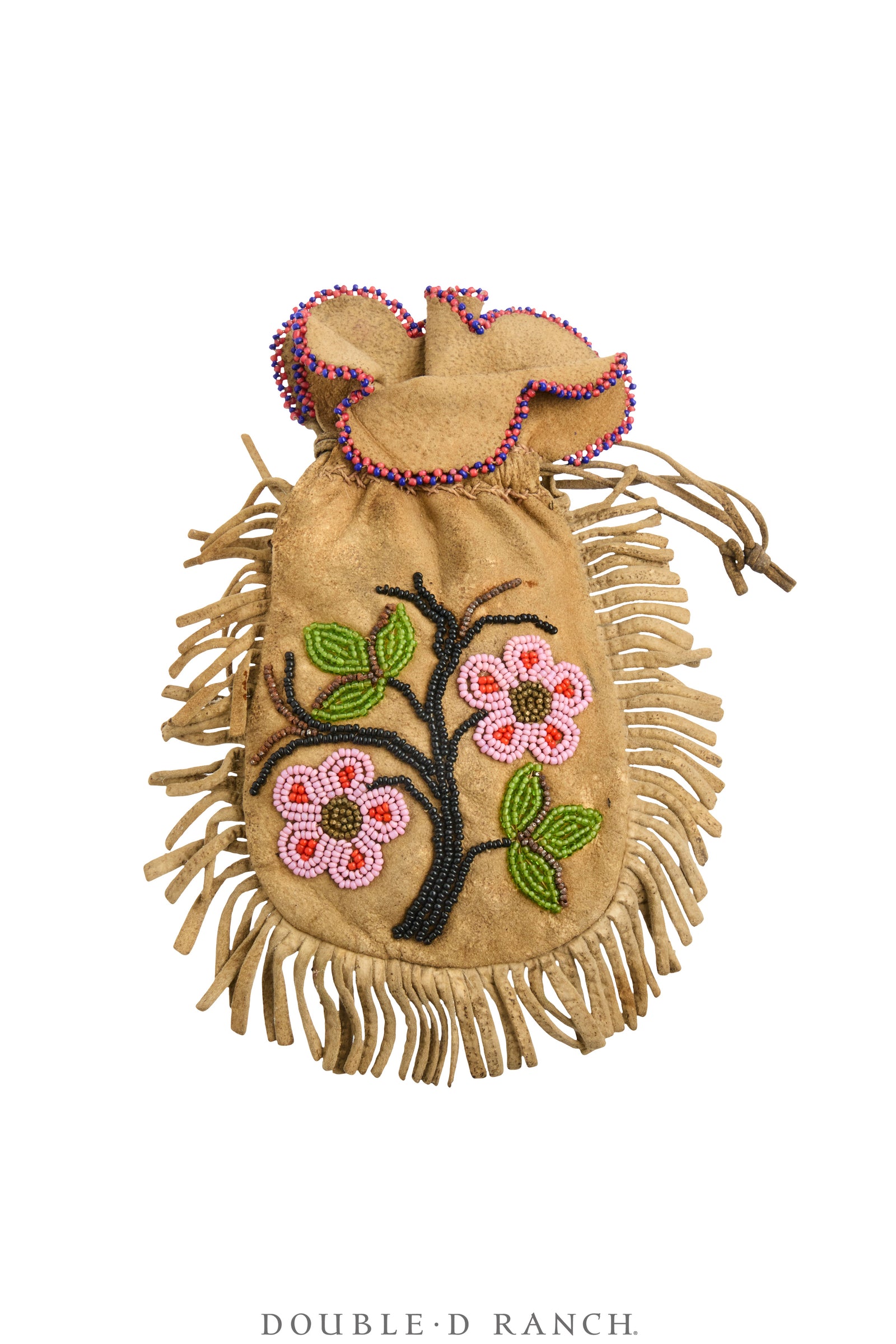 Bag, Tobacco, Beaded, Fringed, Plateau, Antique, Early 20th Century, 1425