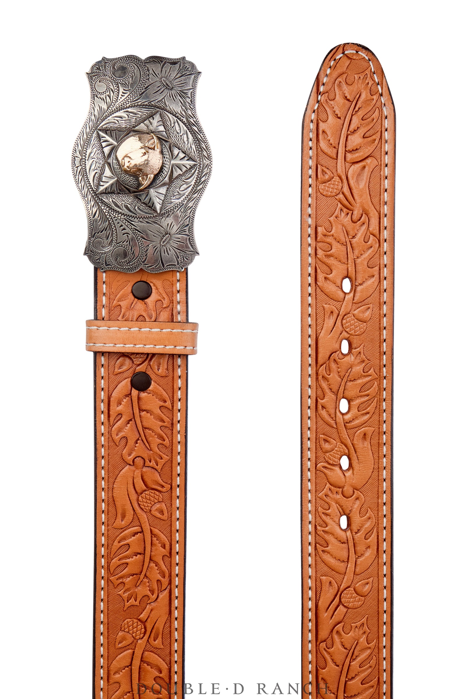 Belt, A Vintage, Buckle, Western, ShortHorn Steer, Sterling Silver & 14k Gold, Keyston Bros. Hallmark, Vintage ‘50s, 622