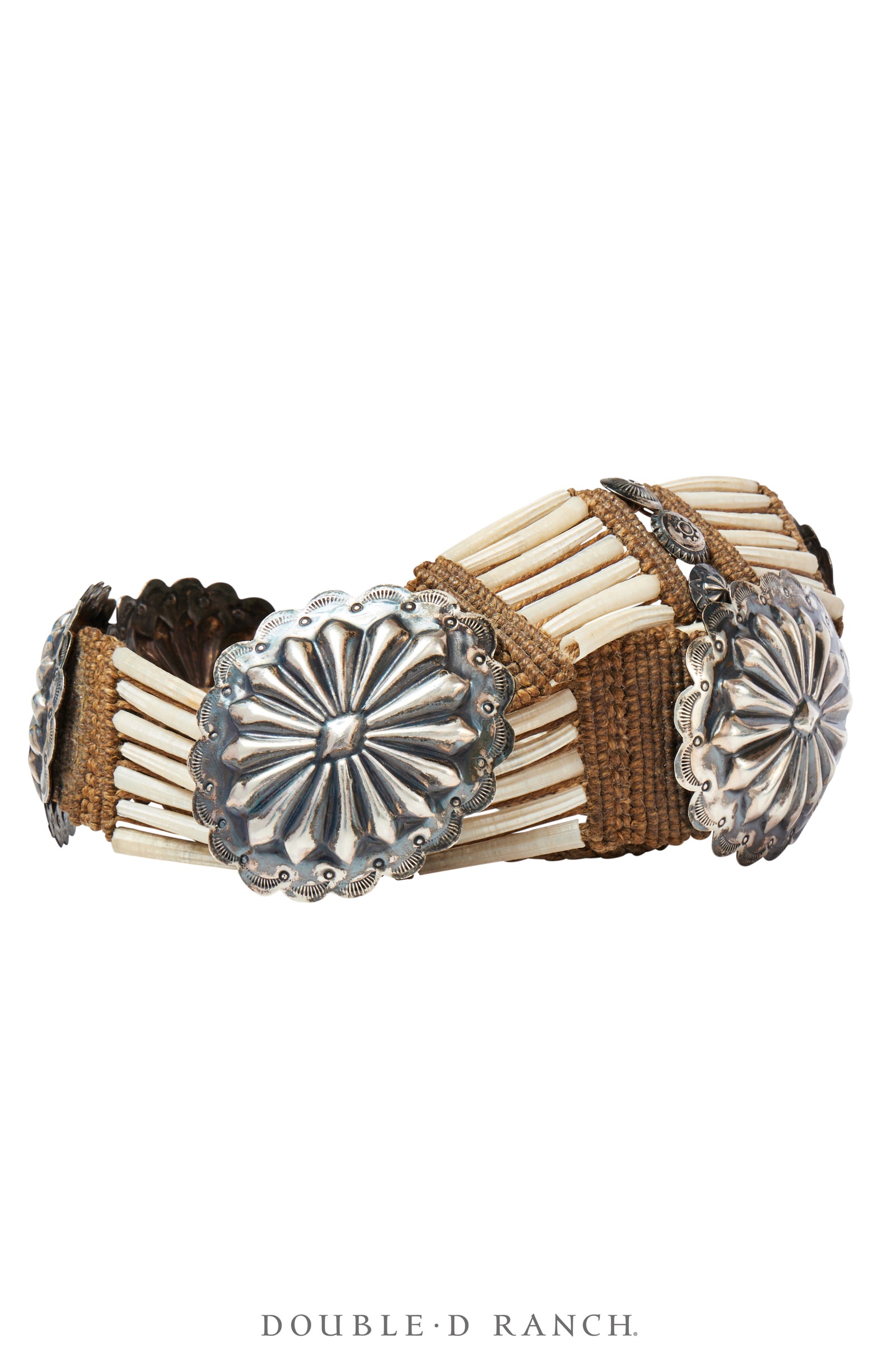 Belt, A Vintage, MB, Novelty, Dentalium Shell With Sterling Conchos, Mummy's Bundle, Vintage, 625