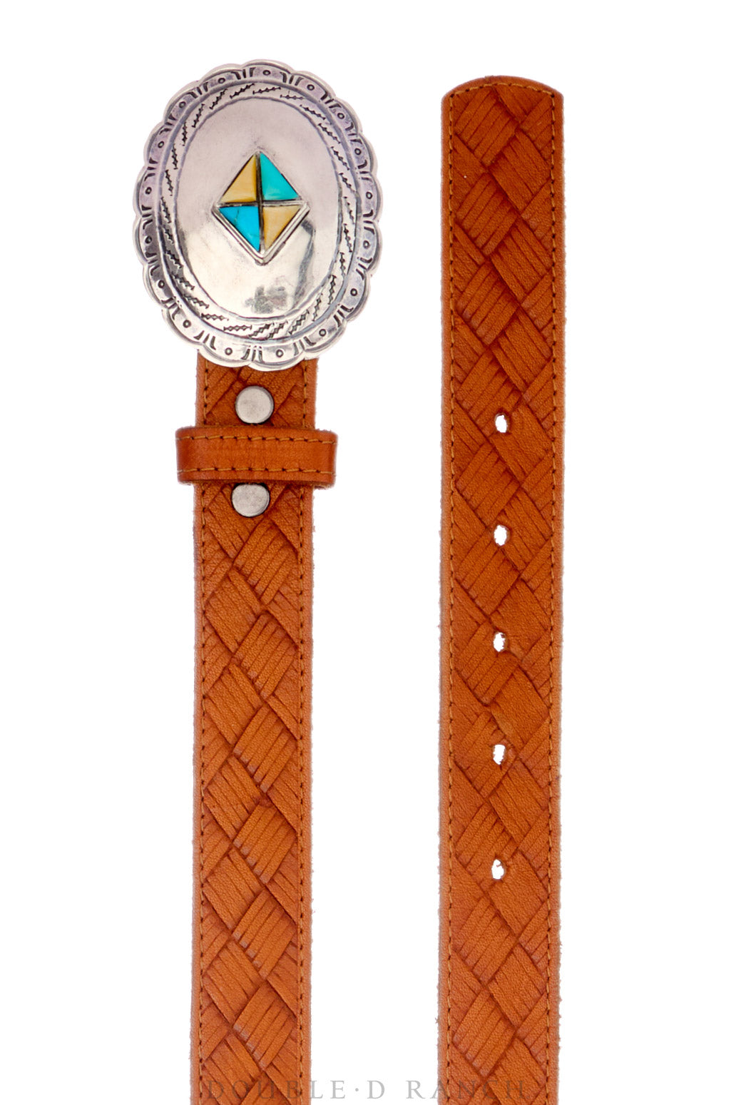 Belt, A Vintage, Buckle, Concho, Inlay, Trader's Code, Old Pawn, 817