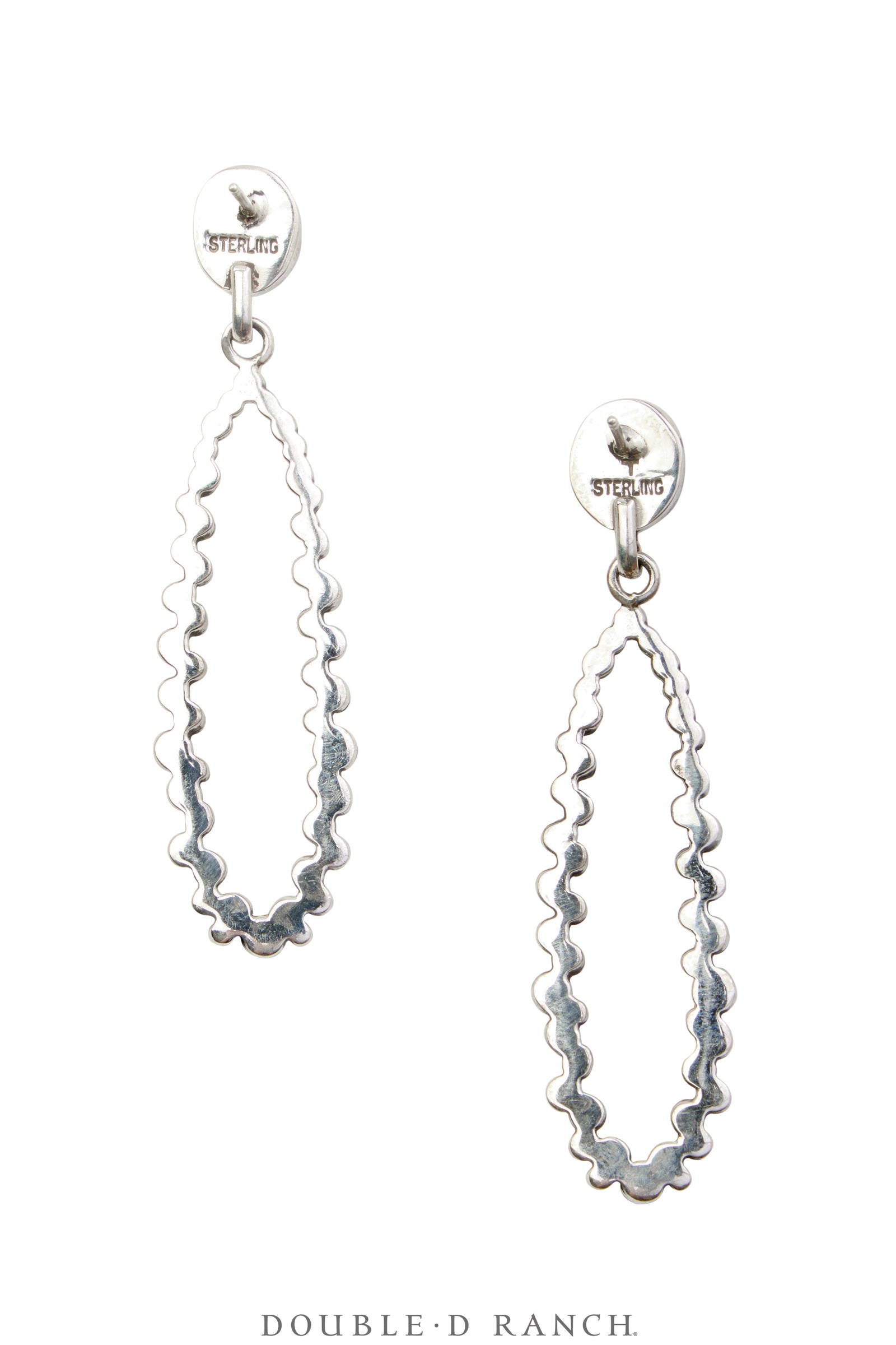 Earring, Hoop, Turquoise & Blackened Bubble Sterling Silver, Contemporary, 1765B