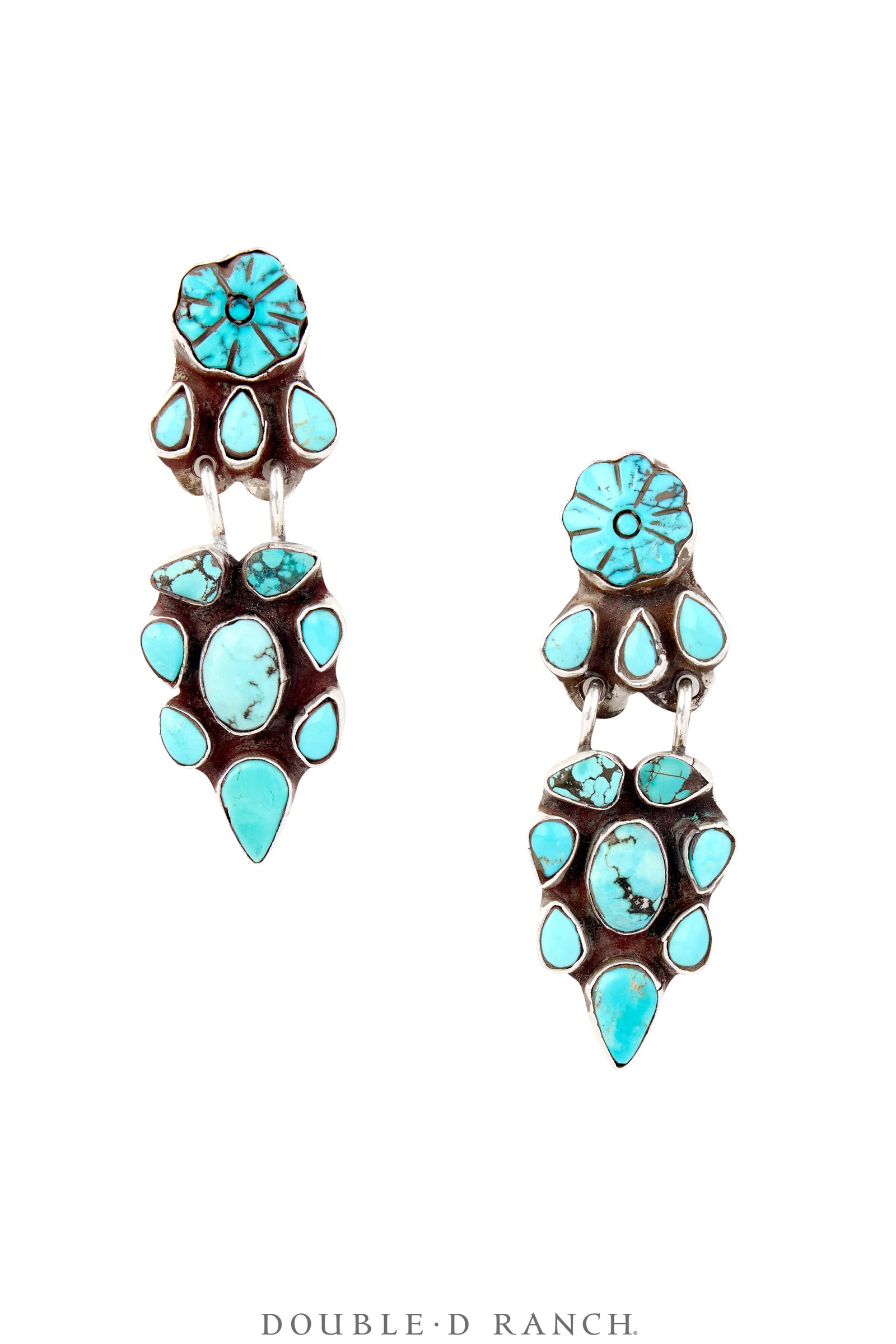 Earrings, Oscar Betz, Triangle, Turquoise, Hallmark, 1843