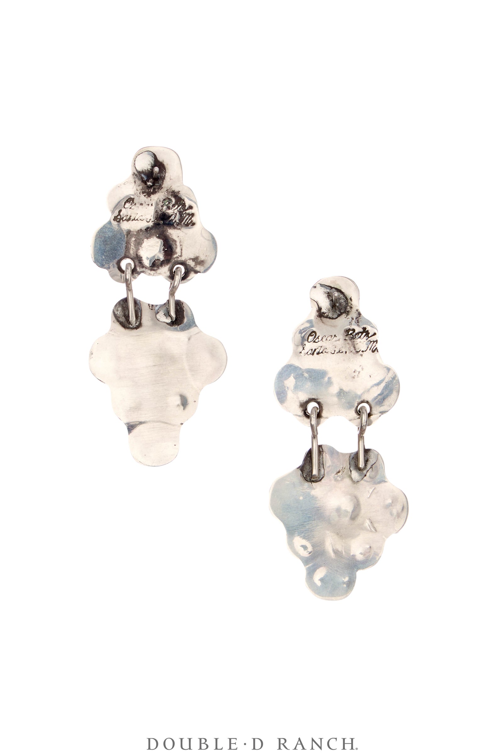 Earrings, Oscar Betz, Triangle, Turquoise, Agate, Mother of Pearl, Hallmark, Contemporary, 2080