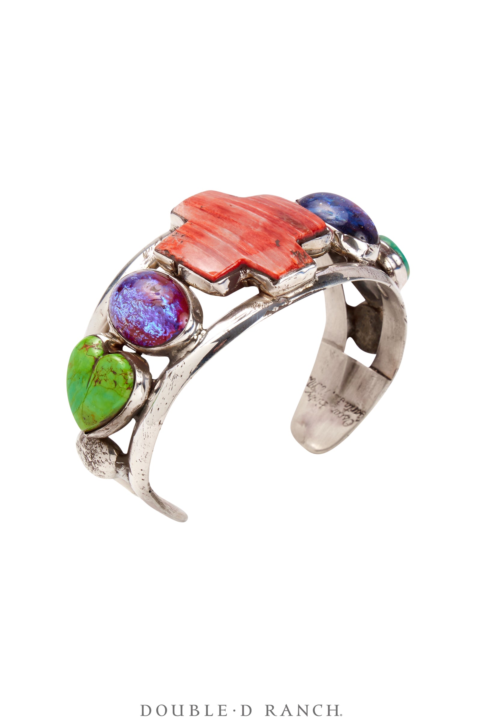 Cuff, Novelty, Mixed Stones of Opal, Spiny Oyster, & Turquoise, Oscar Betz Hallmark, Contemporary, 3856