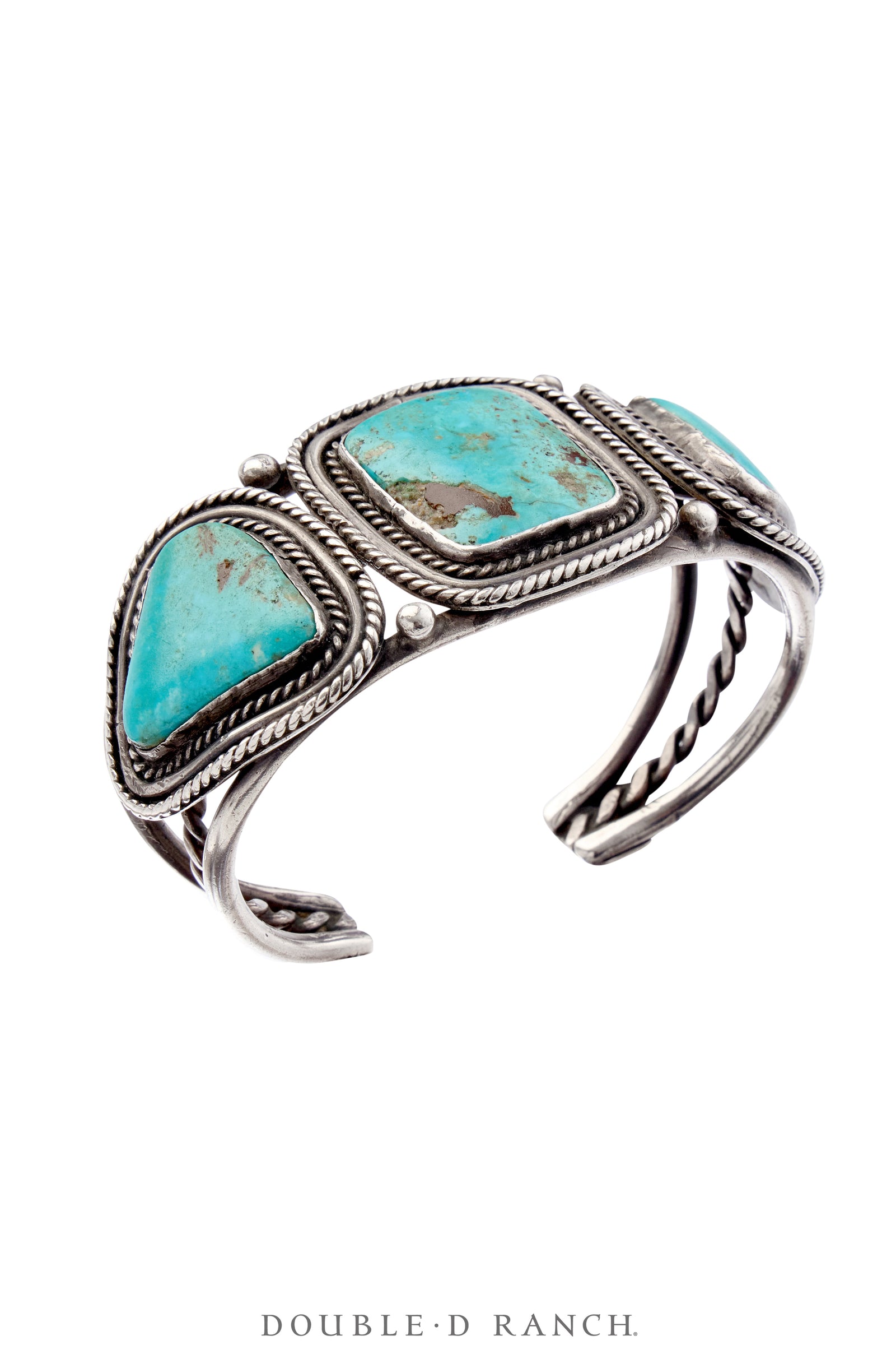 Cuff, Natural Stone, Turquoise, Three Stones, Old Pawn ‘60s, 3911