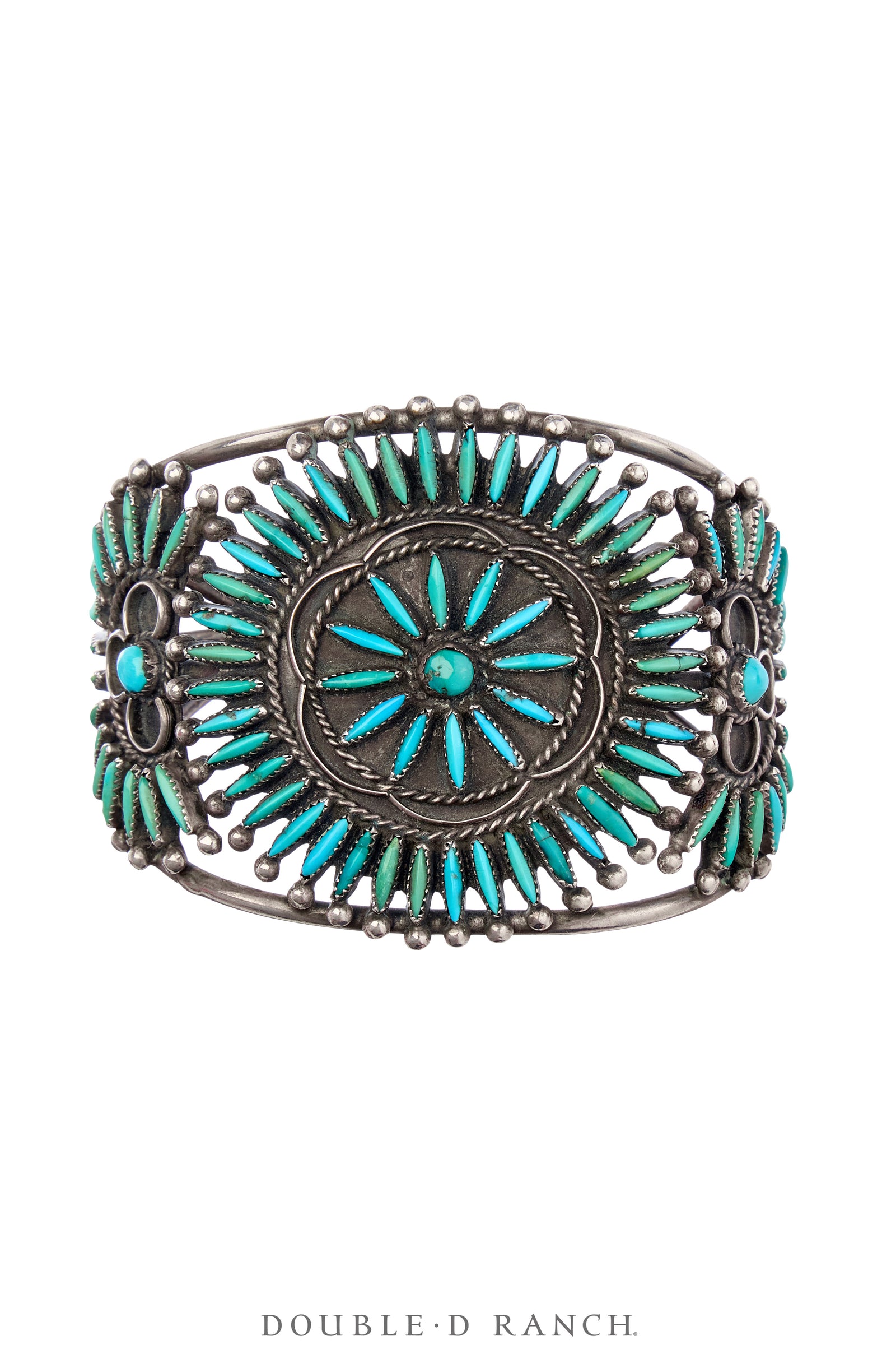 Cuff, Cluster, Turquoise, Needlepoint, Vintage, 40s, 3956