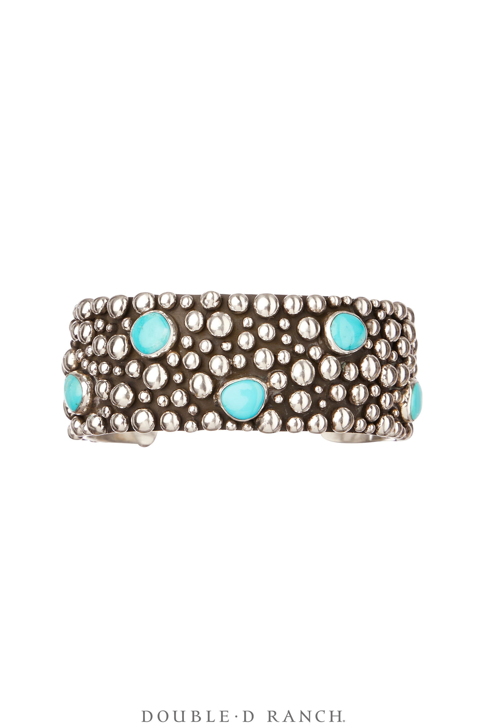 Cuff, Blackened Bubble Double, Turquoise & Sterling Silver, Hallmark, Contemporary, 3973