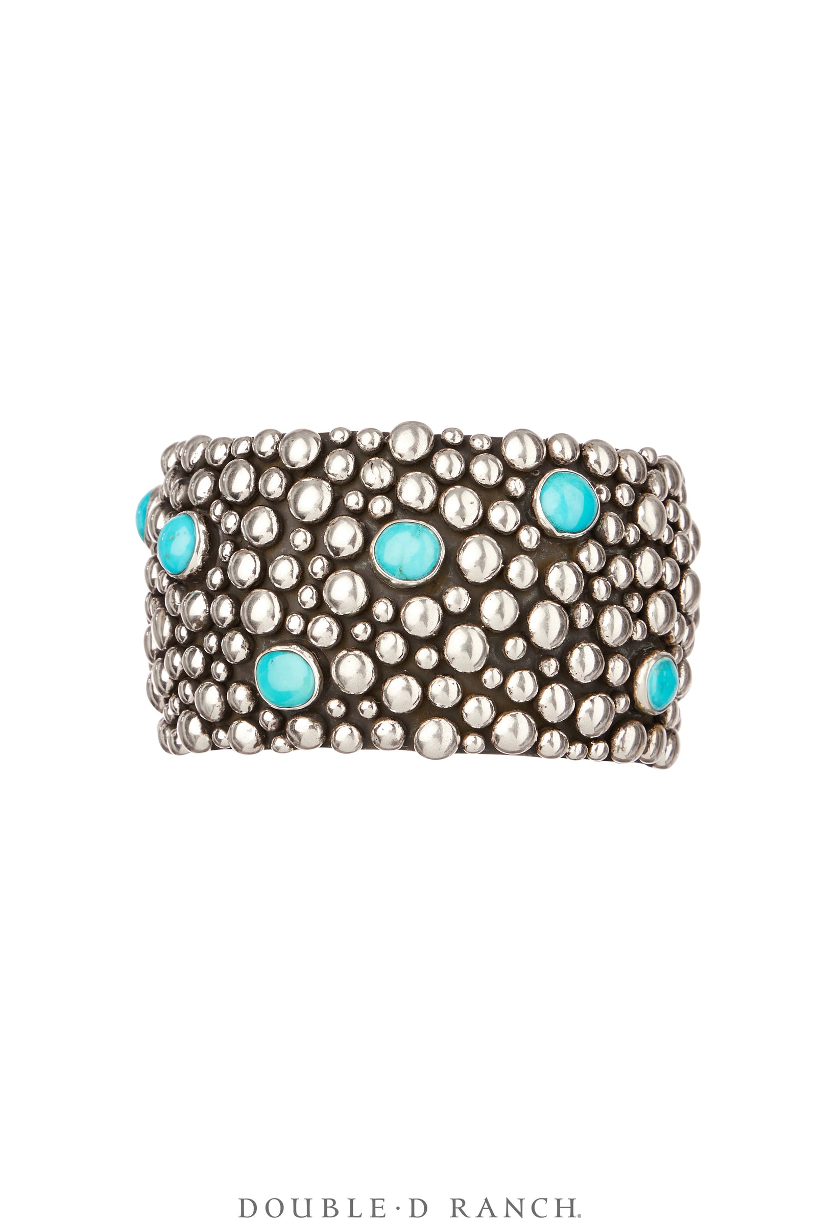 Cuff, Blackened Bubble Double, Turquoise & Sterling Silver, Hallmark, Contemporary, 3974