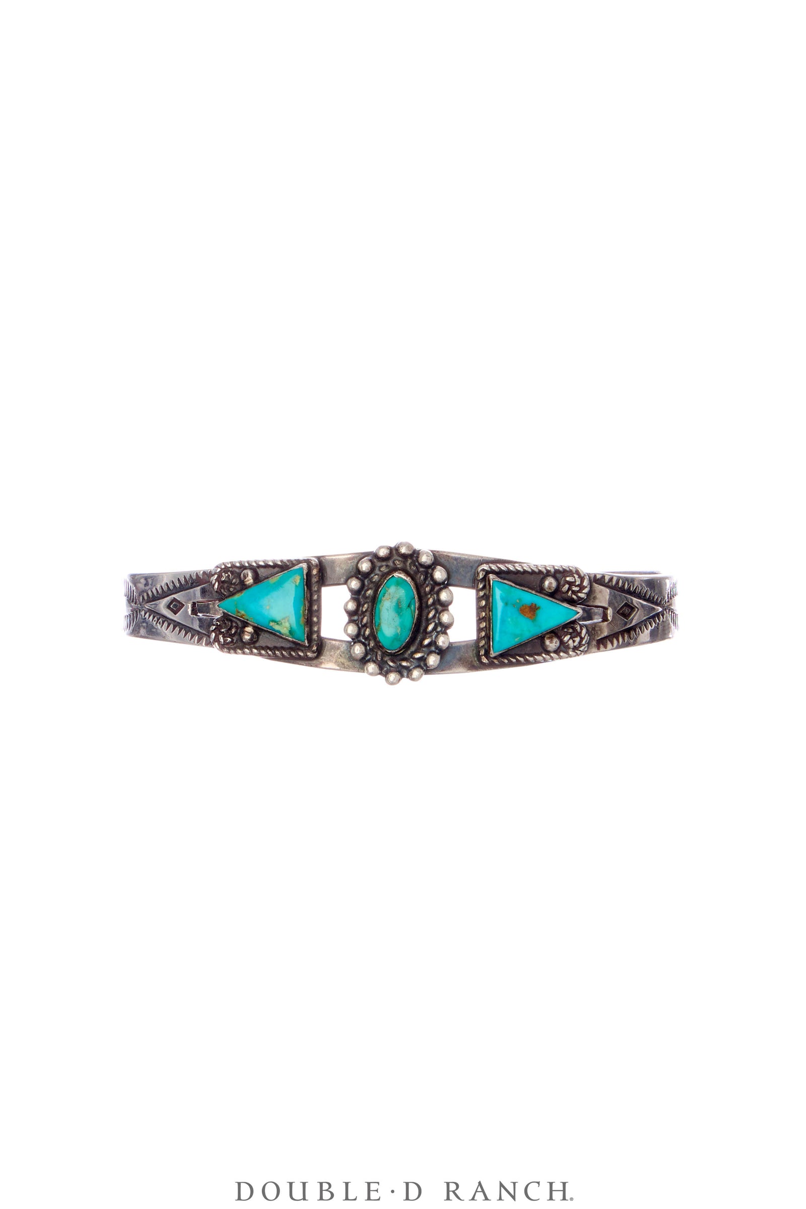 Cuff, Fred Harvey Railroad Era, Turquoise, Arrows & Thunderbirds, Vintage ‘40s, 4009