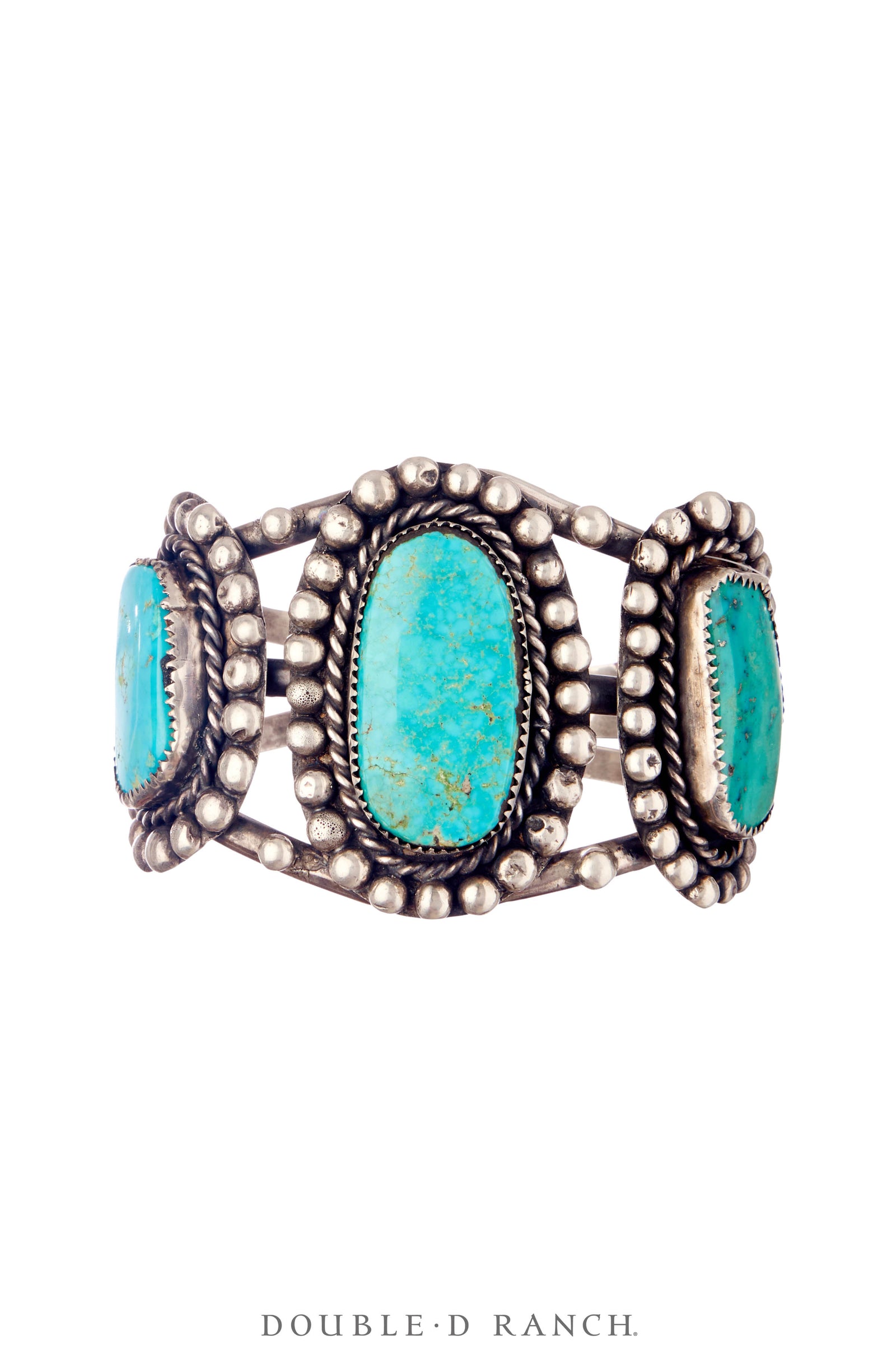 Cuff, Natural Stone, Turquoise, 3 Stones With Heavy Drops, Sans Hallmark, Vintage, Early 20th Century, 4065