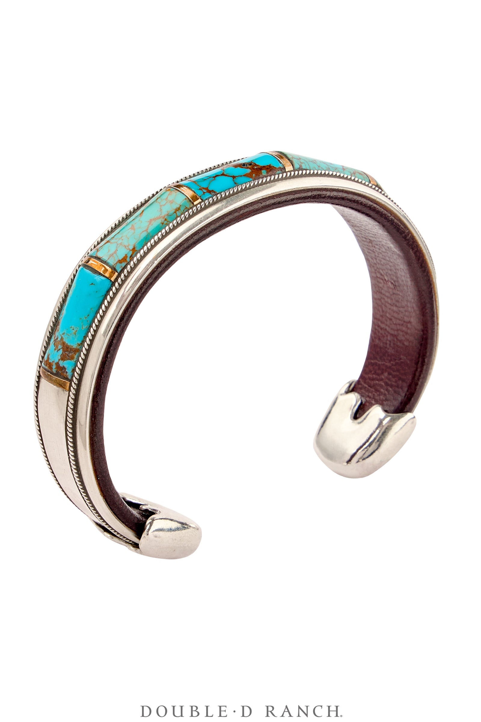 Cuff, Inlay, Turquoise, Leather Lined, Artisan, Charlie Favour, Contemporary, 4093