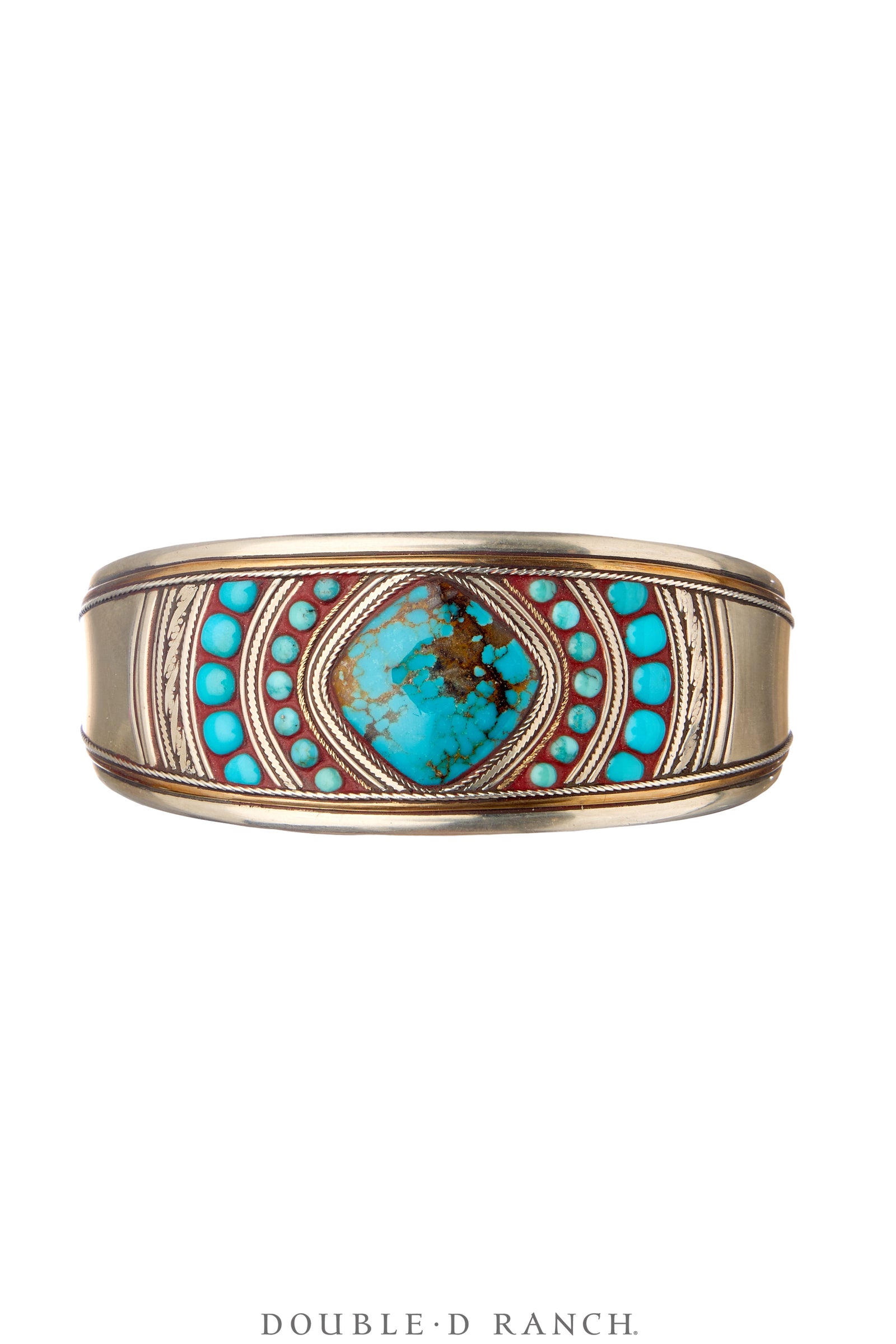 Cuff, Inlay, Turquoise, Leather Lined, Artisan, Charlie Favour, Contemporary, 4095
