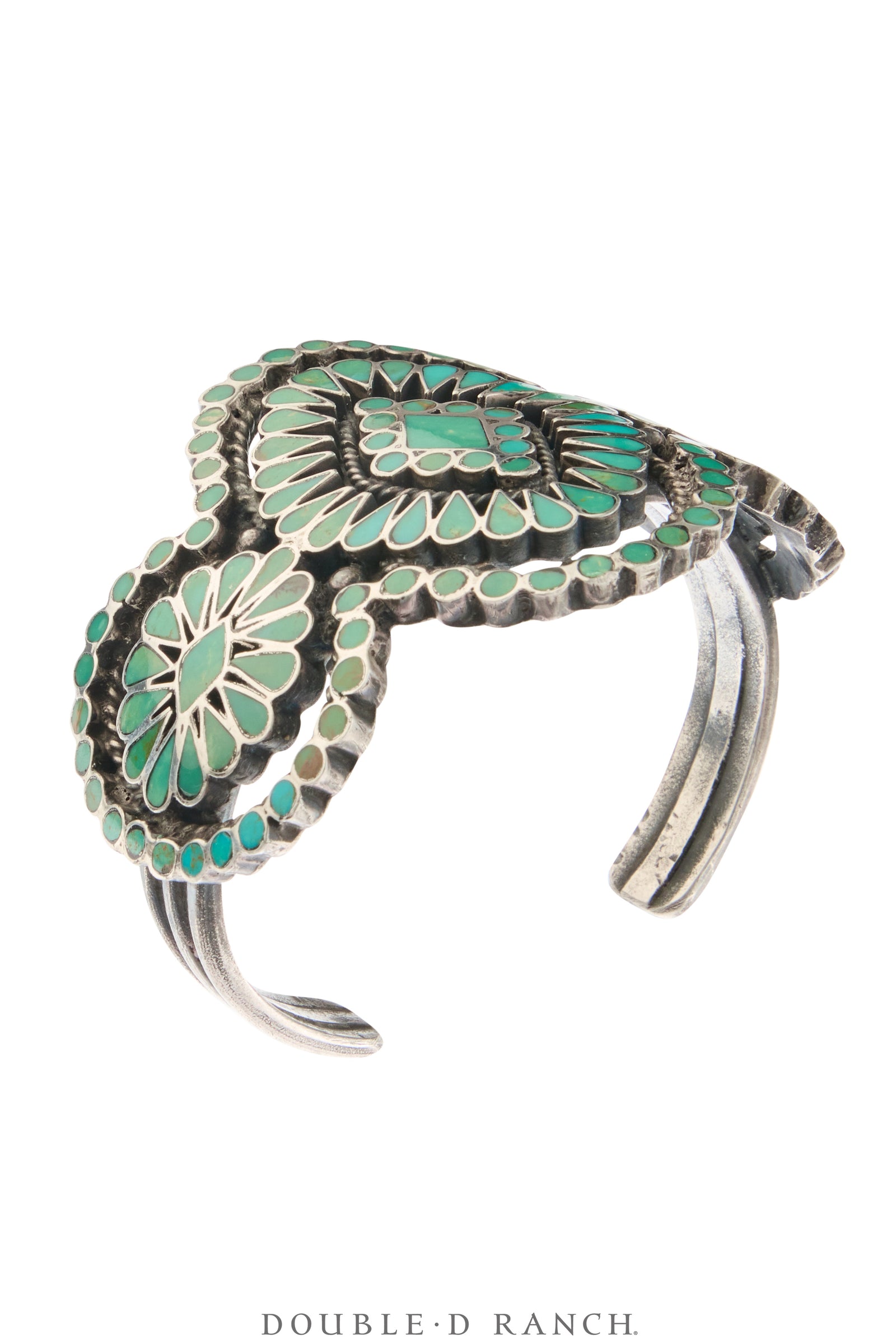 Cuff, Cluster, Turquoise, Flush Inlay, Dishta Style, Mark, Vintage, 4120
