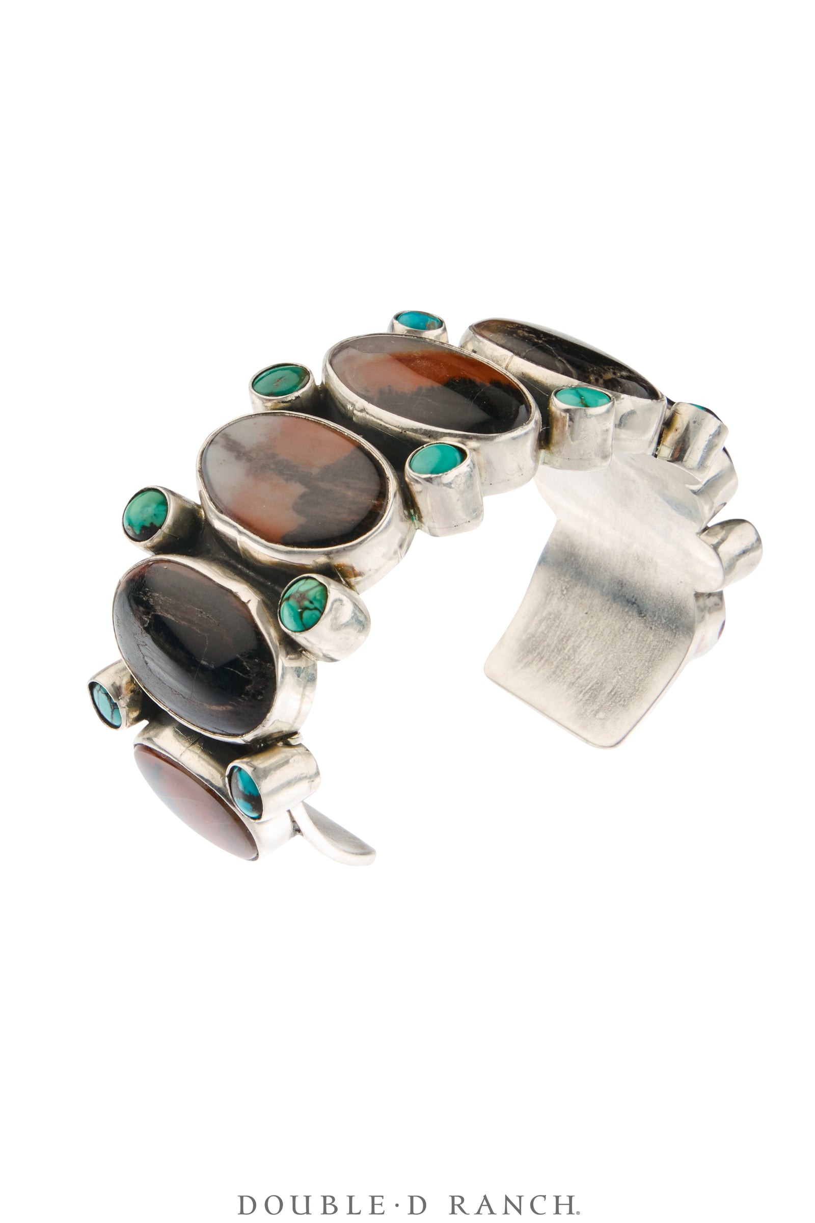 Cuff, Federico, Natural Arizona Rainbow Petrified Wood, Turquoise, Hallmark, Contemporary, 4140