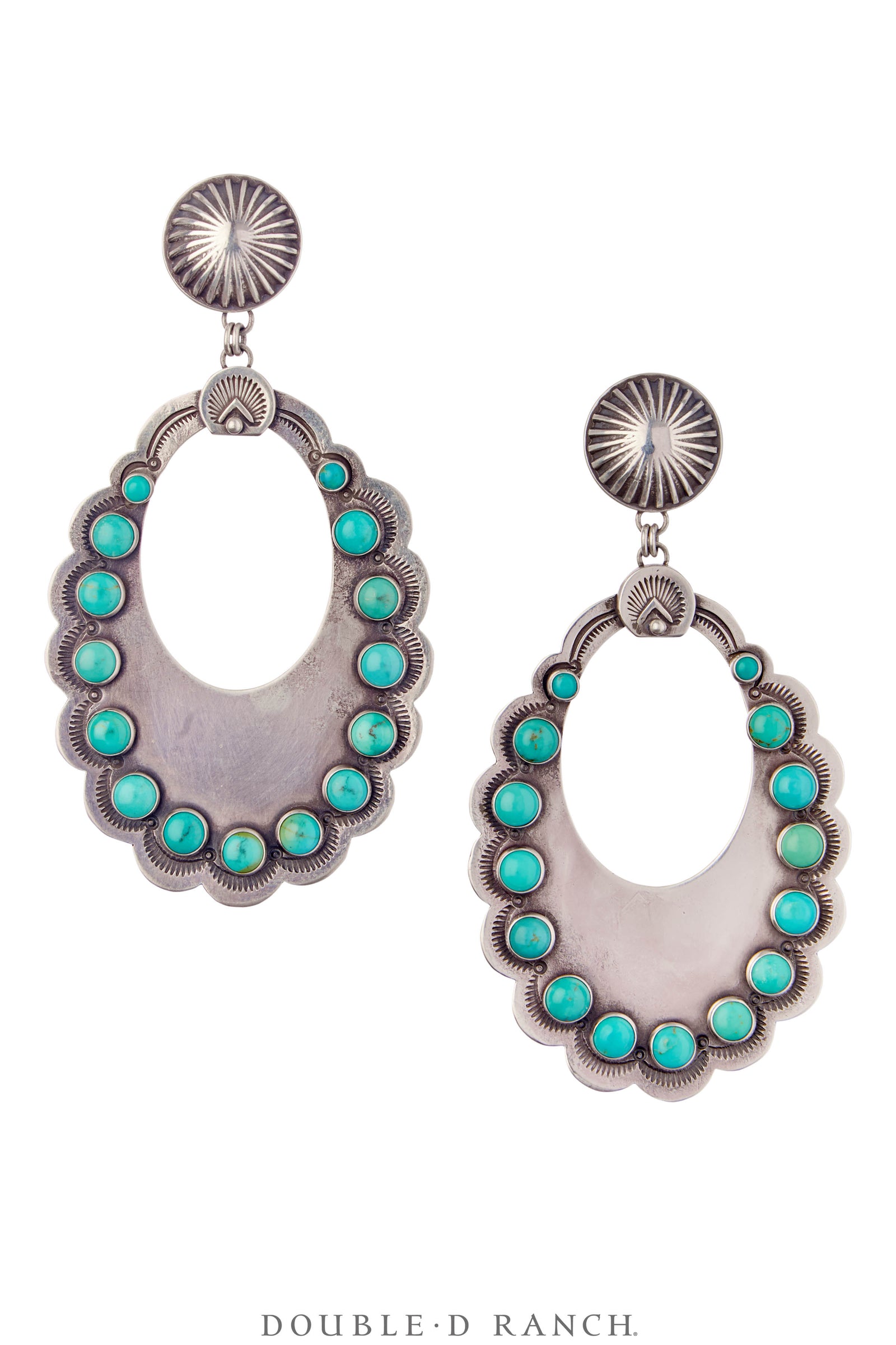 Earrings, Hoop, Turquoise, Dennis Hogan Hallmark, Contemporary, 1448